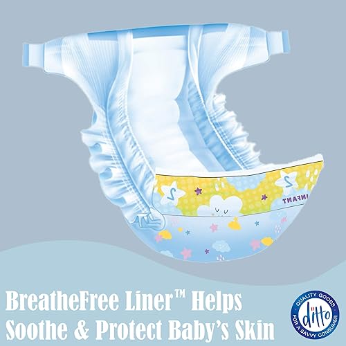 Miniatura 5 de Ditto Pañales para bebé talla 4 (160 unidades) Pañales desechables transpirables Protección contra fugas de 12 horas e indicador de humedad