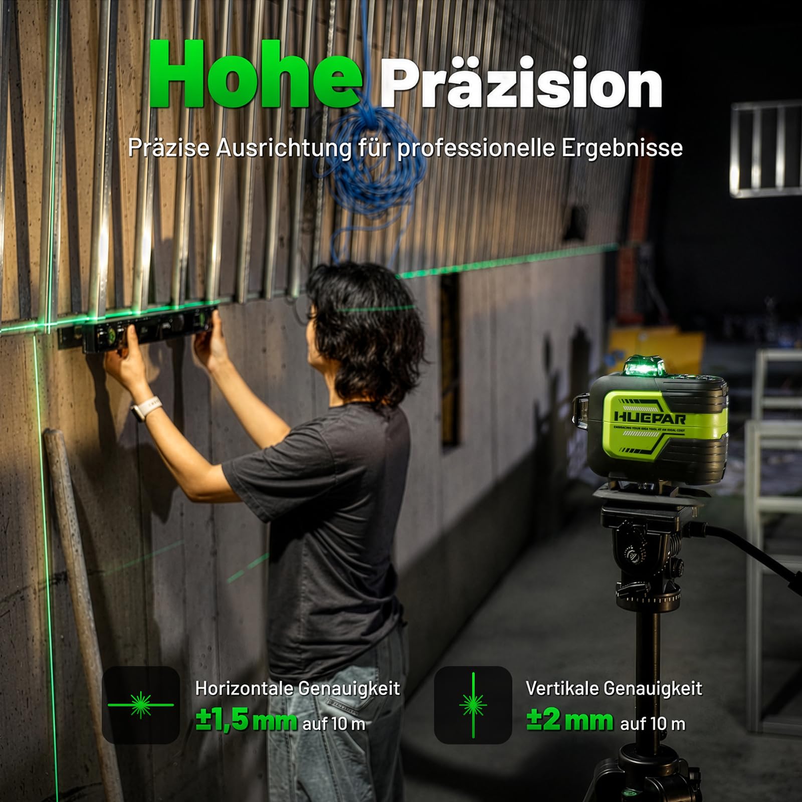Huepar Niveau Laser 4D 16 Lignes avec Mise à Niveau Électronique, 704CG-D