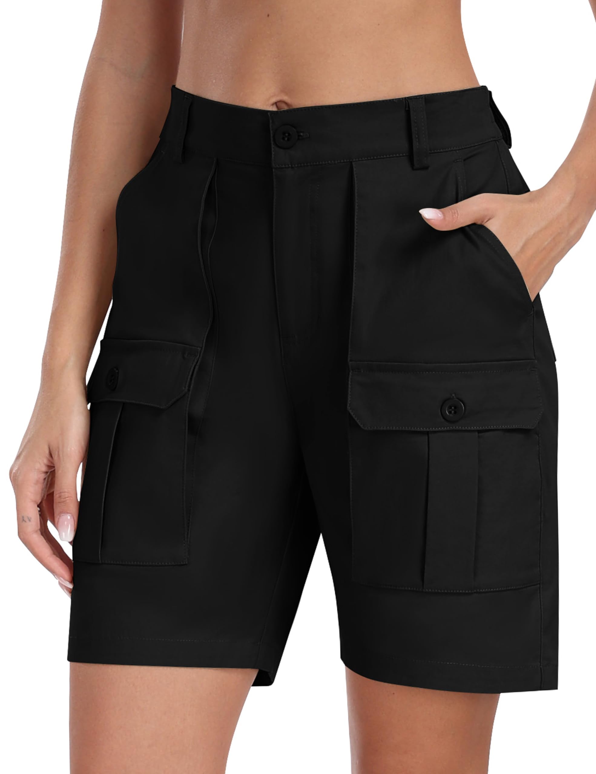 MoFiz Pantalones Cortos Cargo Mujer Algodón Bermudas Verano Shorts Hiking Pants con Bolsillos Shorts