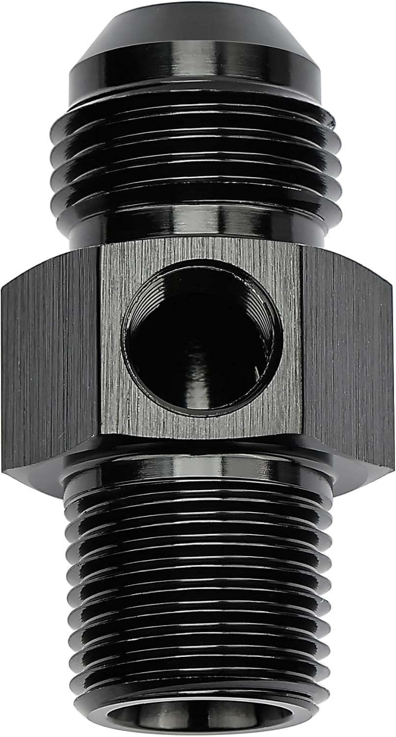 EVIL ENERGY 8AN to 3/8 NPT with 1/8" NPT gauge port Fuel Pressure Take off Fitting Adapter Aluminum
