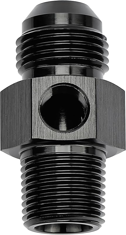 Adaptador de combustível EVIL ENERGY 8AN para 3/8 NPT com porta para manômetro 1/8 NPT – 1 unidade