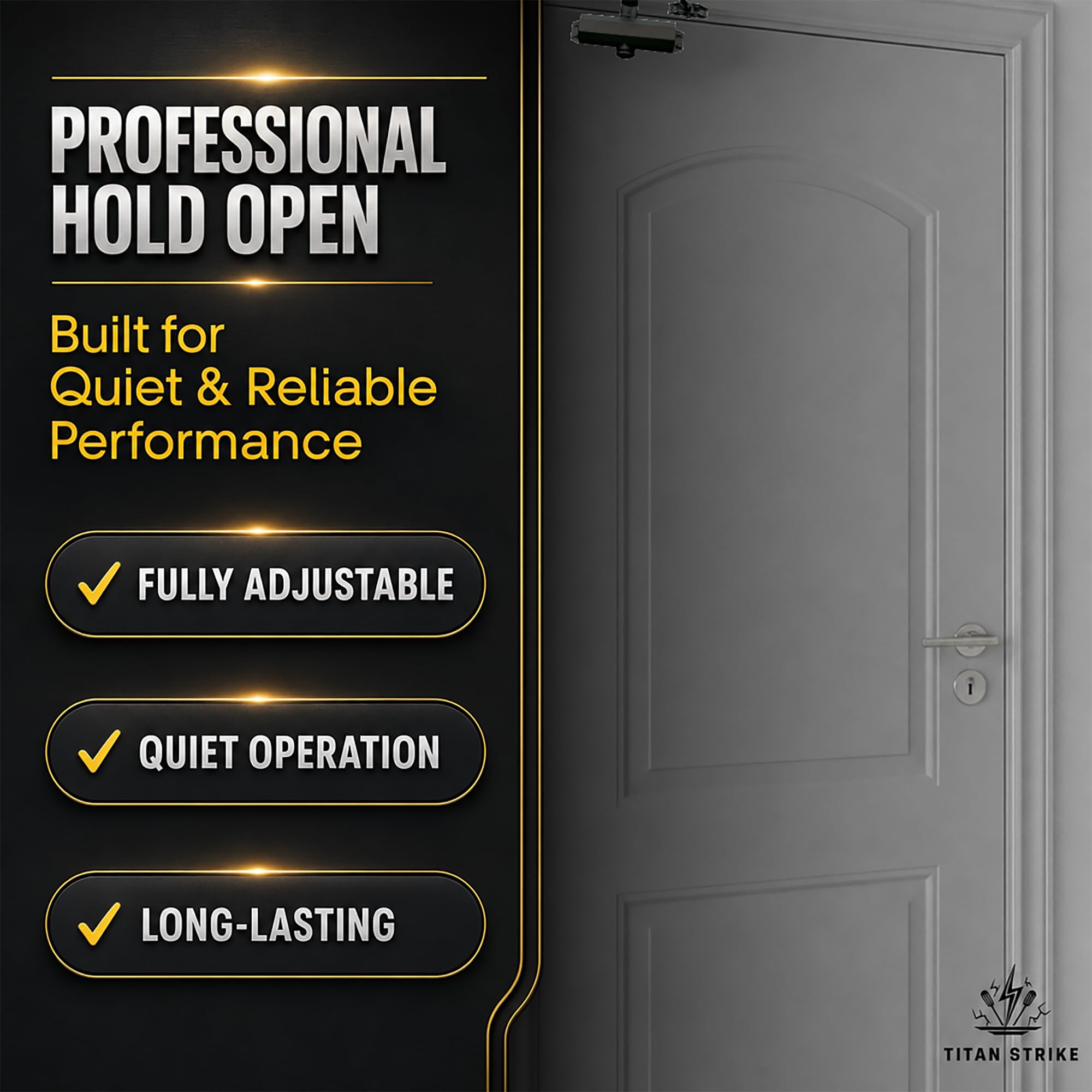 Cierrapuertas automático, certificado UL, servicio medio para uso comercial/residencial, tamaño ajustable, interior/exterior, cumple con ADA, se adapta a puertas de 80 a 140 libras (brazo