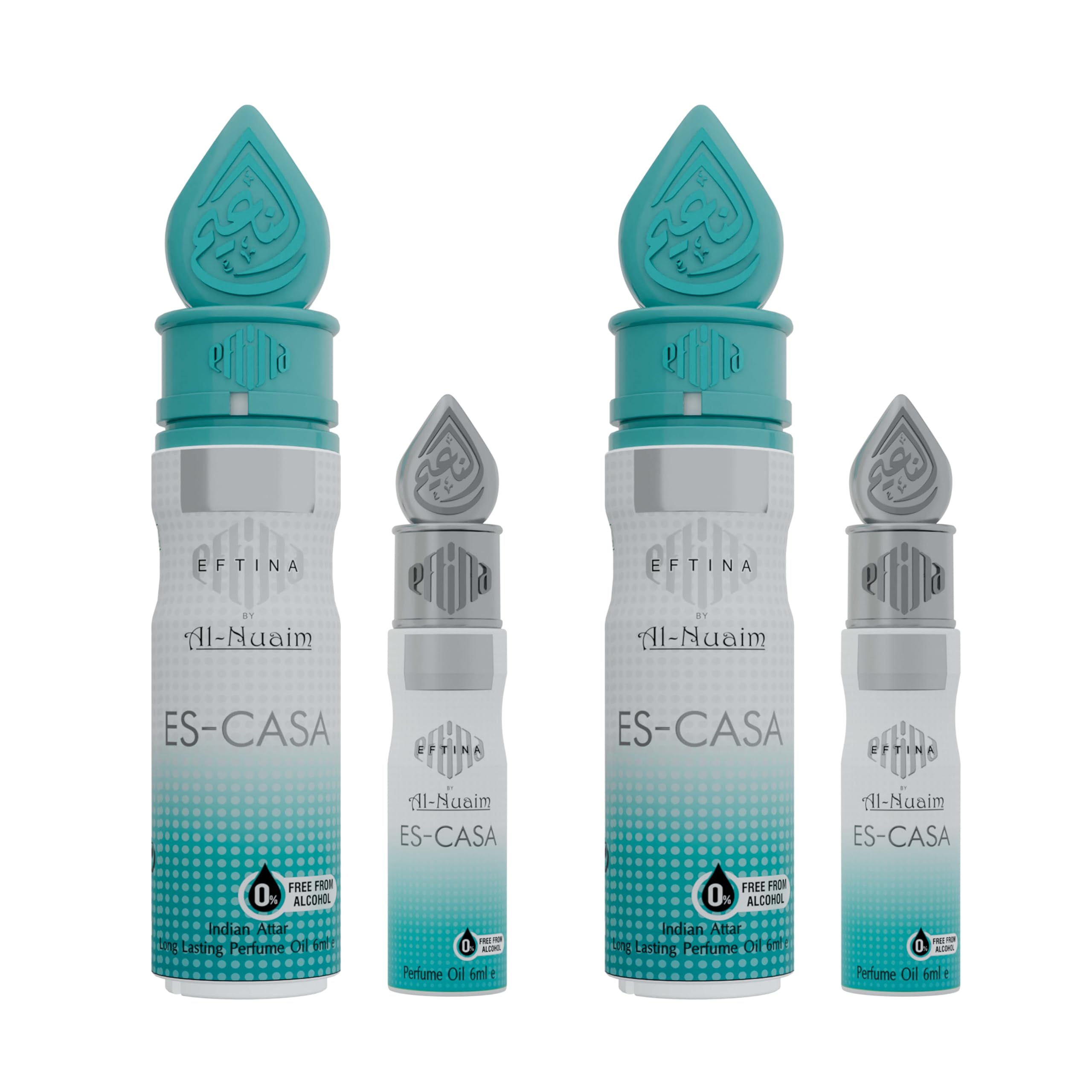 EFTINA by Al-Nuaim Es-casa Alcohol Free Attar Roll On - Pack Of 2 (6ml Each) | Luxury Scent with Long Lasting Fragrance For Men & Women