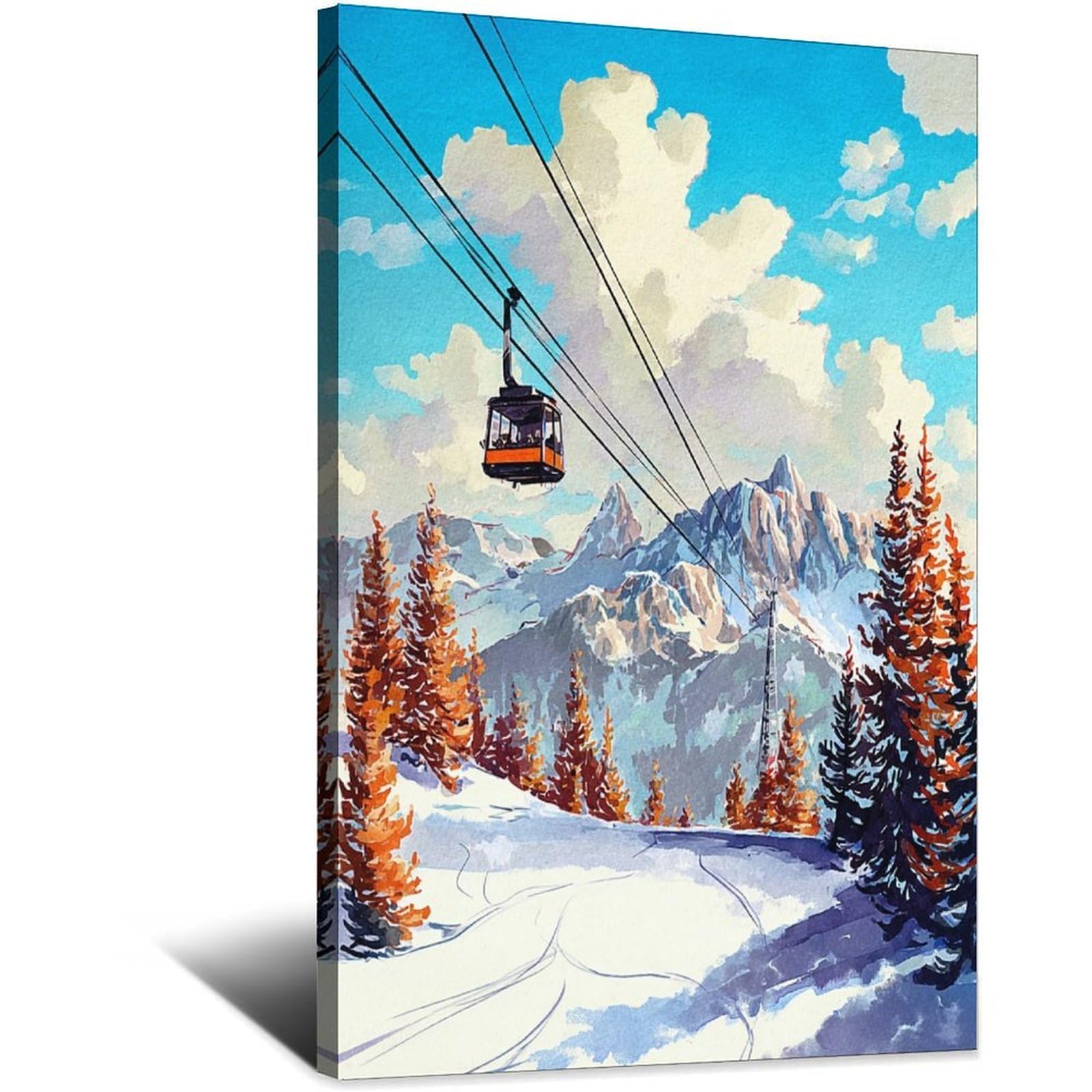 CFXNGA Tignes Ski Poster 20x30inch(50x75cm) Vintage Watercolor Canvas Art