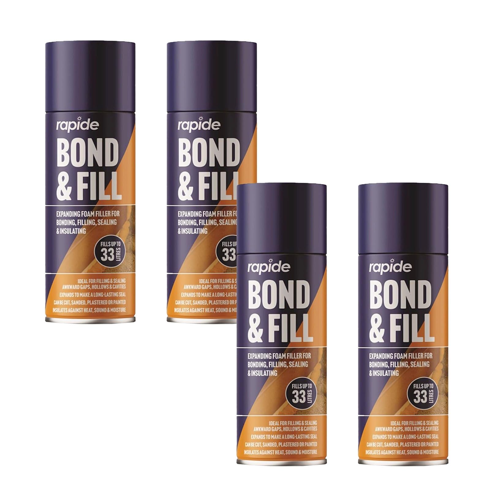 SDMAX Expanding Foam Filler Spray, Bond and Fill, Long Lasting Seal, Ideal for Bonding, Filling, Sealing and Insulating Cracks, Gaps, Fills Up to 33 litres, 500ML (4 PCS)