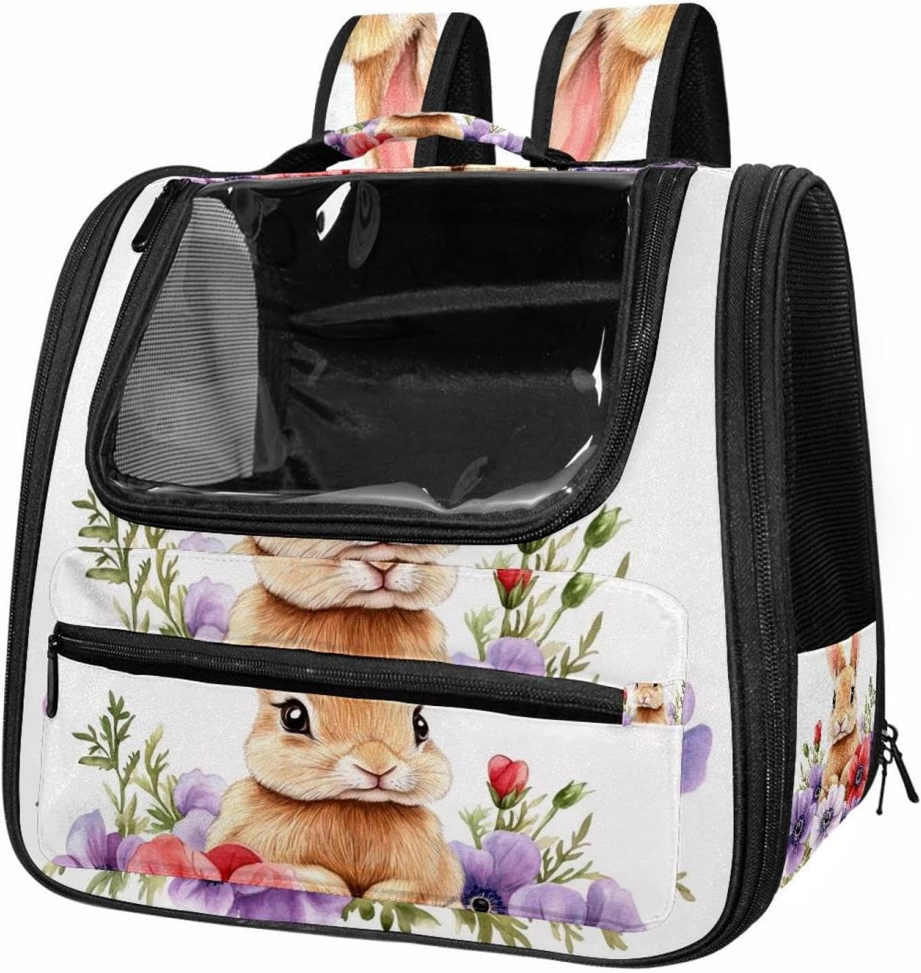 Easter Bunny Rabbit Pet Travel Carrier | Ventilated Comfortable Design with Safety Features | Ideal for Small to Medium Sized Pets Cats, Dogs etc