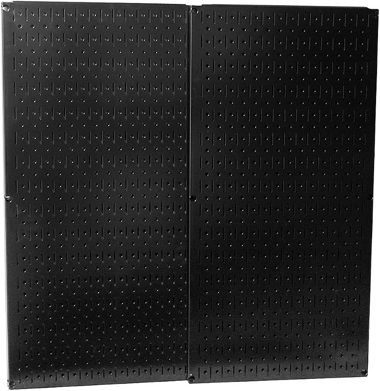 Wall Control 30-P-3232B Paquete de tableros perforados de metal negro - (2) tableros perforados negros de 32" de alto x 16" de ancho