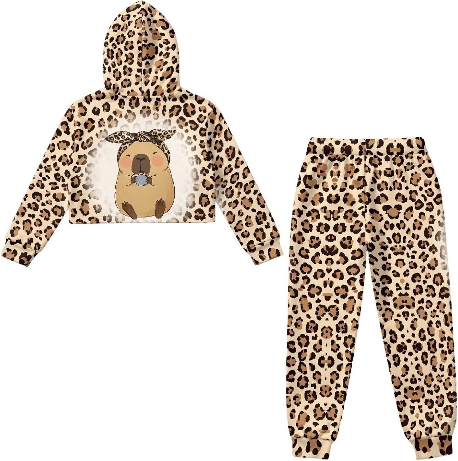 Sweatshirts and Sweatpants for Girls 4-13Y Long Sleeve Crop Top Hoodies and Pants Set