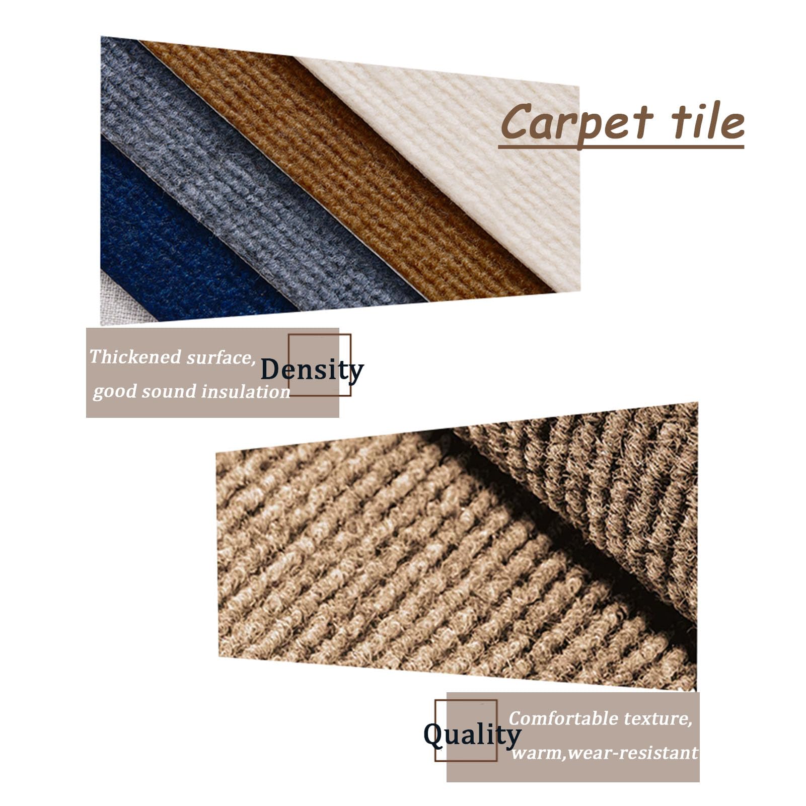 Moquette quadrotte autoadesive 12 Pezzi di Moquette autoadesiva, tappetini stacca e incolla, durevoli, insonorizzati, per Pavimenti in Legno da 12 e 24 Pollici