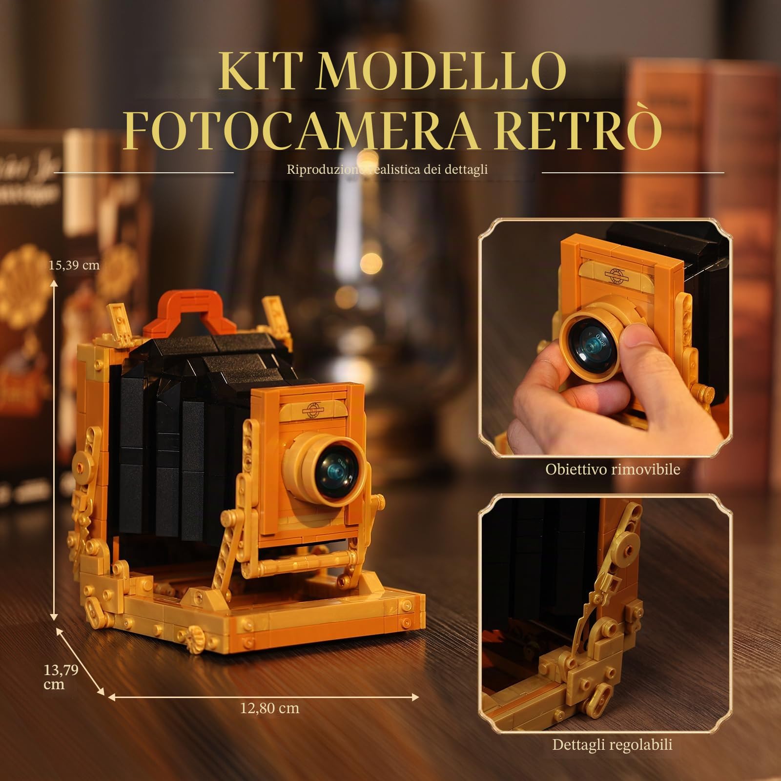 JMBricklayer Set di costruzione Giradischi Telefono Fotocamera, Retro 3 in 1 Modellino Giocattoli (20039), Modello di Display Vintage, Regali Unici per Adulti e Adolescenti