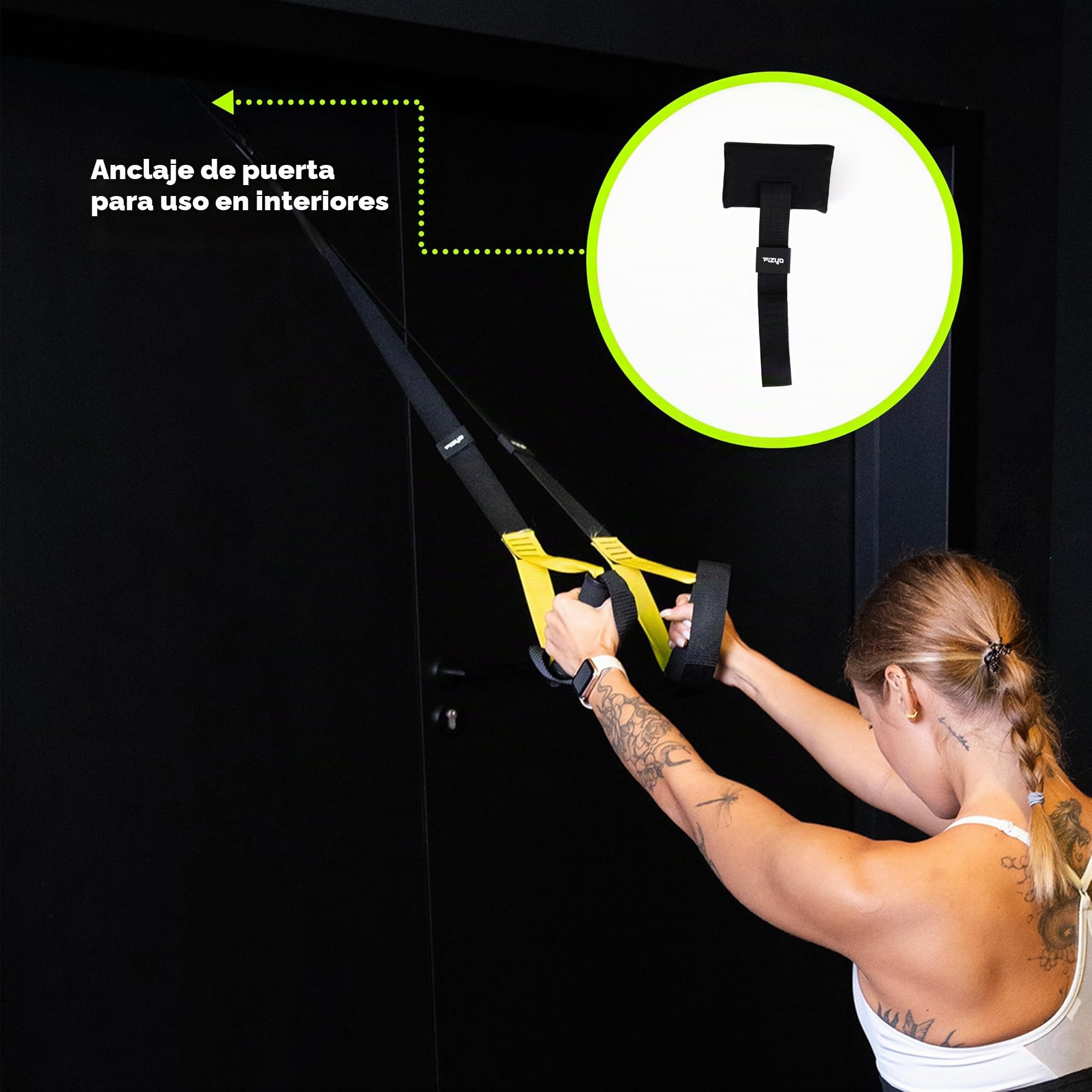 Fizyo TRX Cintas de Entrenamiento – Entrenamiento en Suspensión para Todo el Cuerpo para Mujeres y Hombres, con Anclaje para Puerta – Ideal para Casa y Viajes – Cintas de Suspensión Fitness