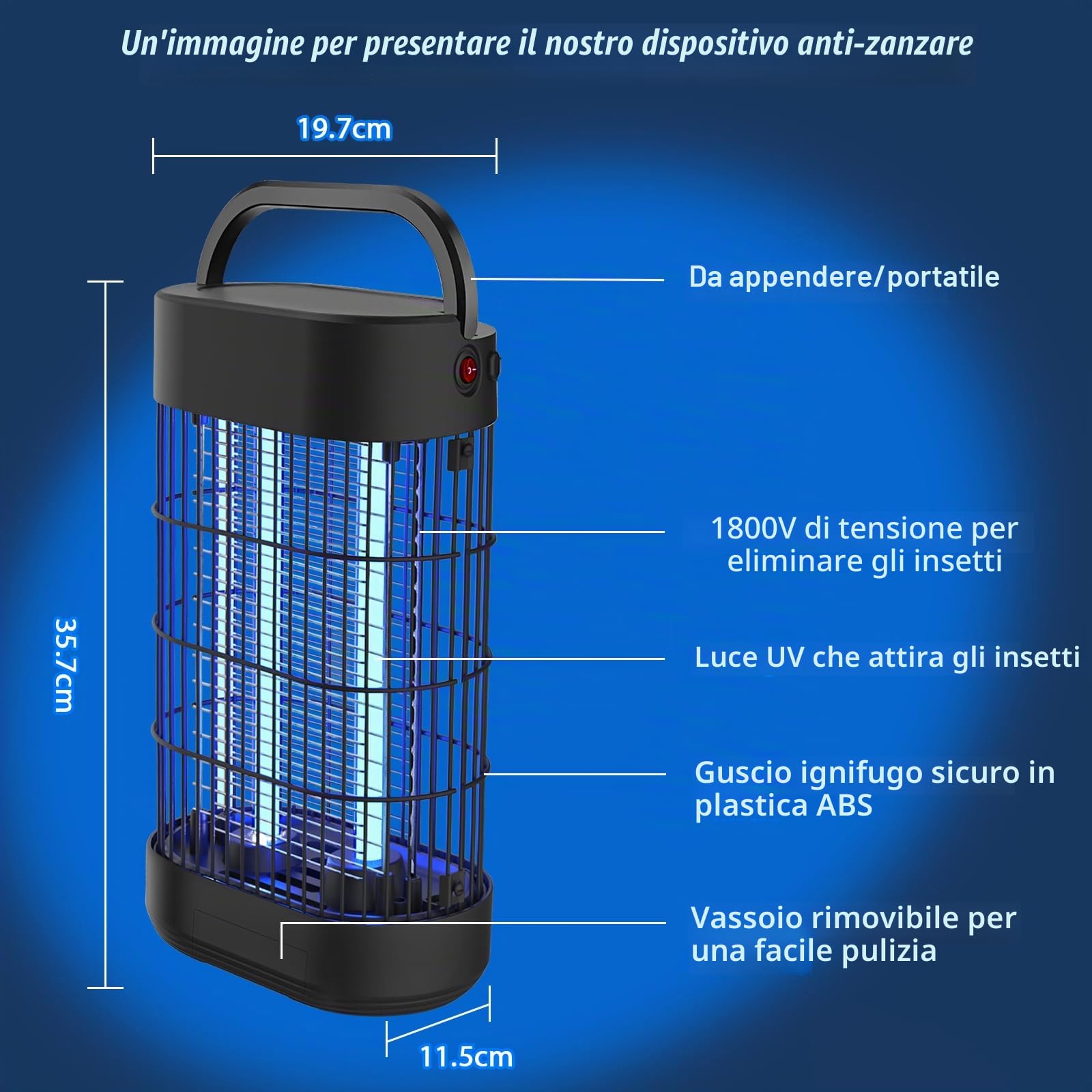 Zanzariera Elettrica 18W, Lampada Antizanzare Elettrica Luce UV Assassino di Insetti Elettrico Assassino di Mosche da Interno Non Tossico Trappola per Zanzare per Camera da Letto Cucina Patio