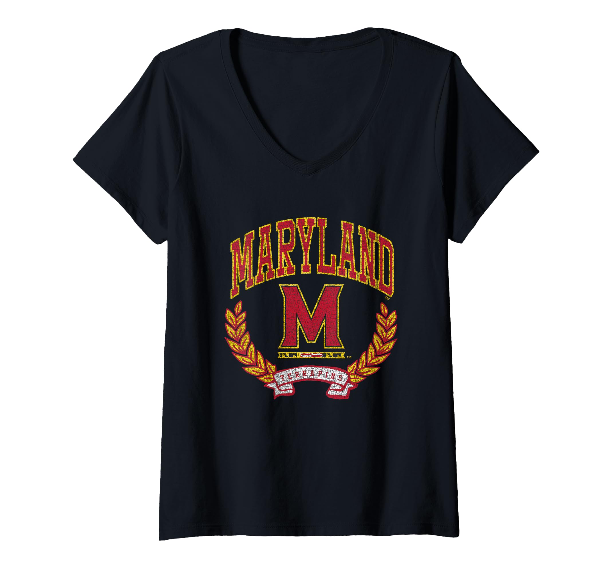 Womens Maryland Terrapins Victory Vintage V-Neck T-Shirt