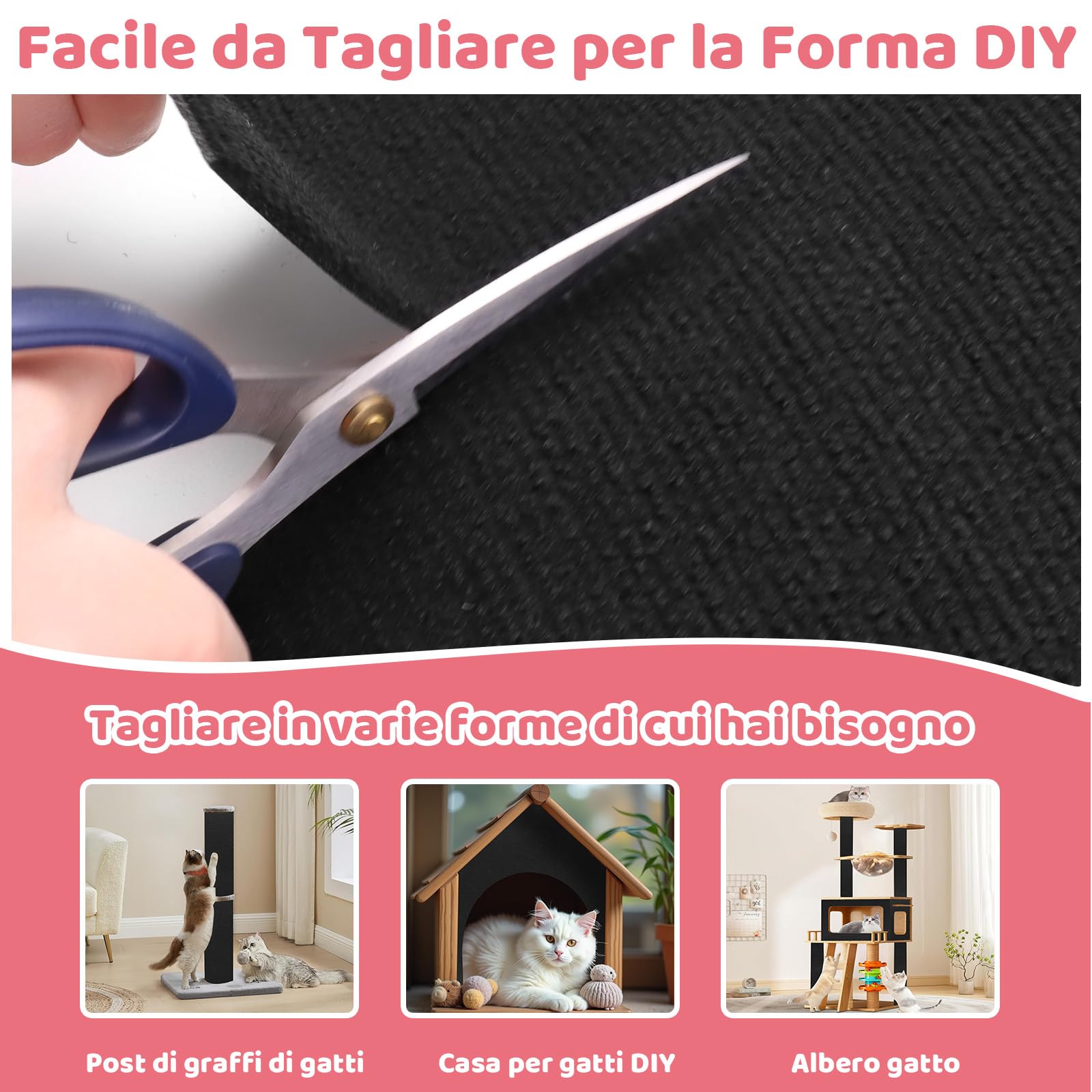 alophoty Tiragraffi Divano per Gatti 300 x 40cm - Tappeto Tiragraffi per Gatti Divano, Protezione Divano Graffi Gatto, Durabile, Facile da Installare