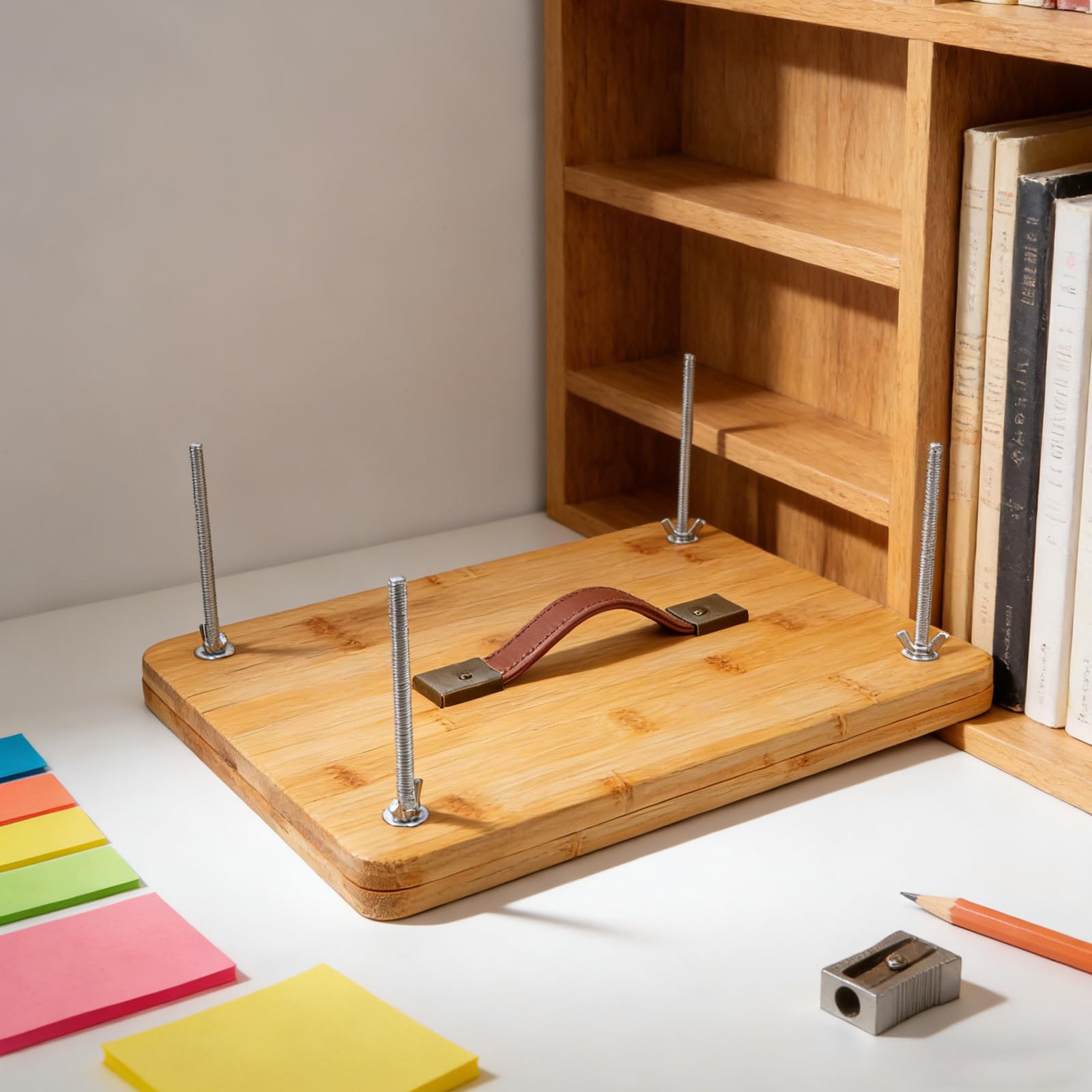 FRCOLOR Prensa Compacta de Madera para Encuadernación de Uso Familiar con Protección de Páginas, Adecuada para Documentos y Proyectos Personales