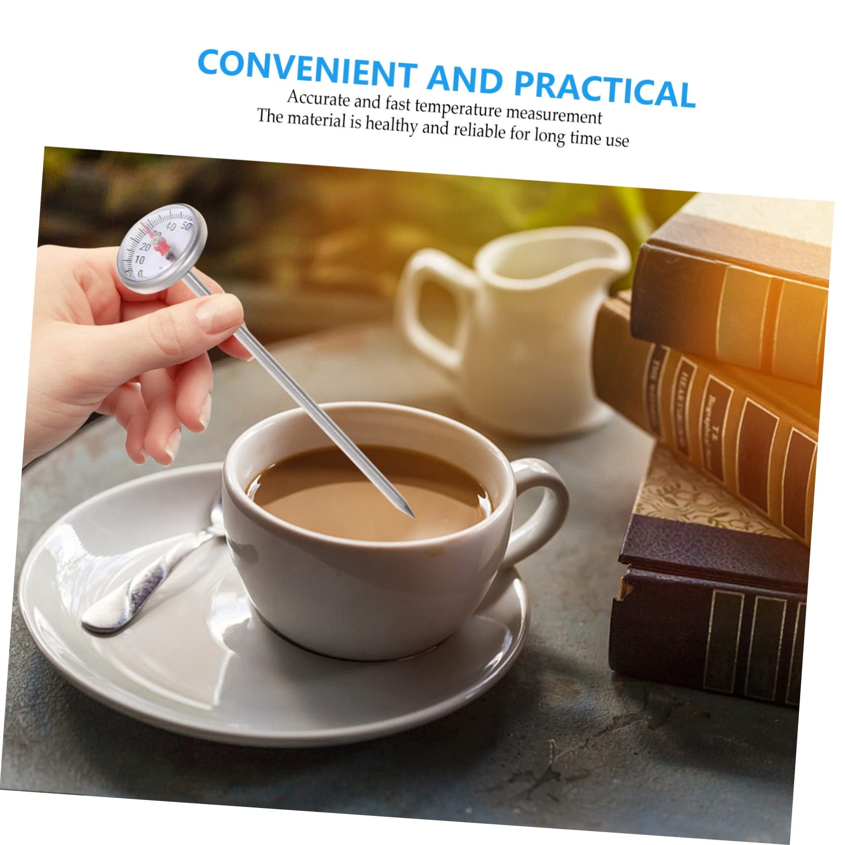 Garneck Stainless Steel Kitchen Thermometer for Cooking Frothing Water Measurement Compact Lightweight Food Thermometer for Safe Reading Home Outdoor Use