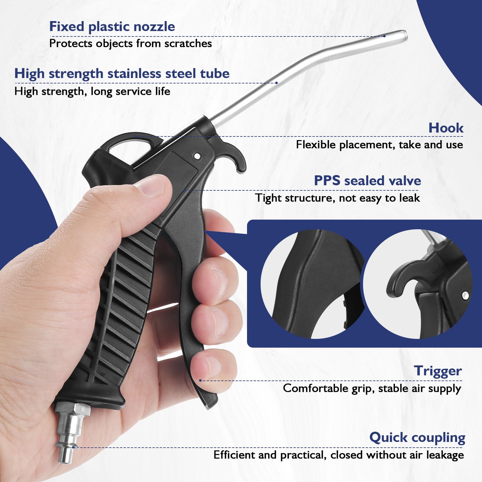 Pistola Ad Aria Compressa Con Tubo 5m - Ugello Acciaio 95mm, Per Pulizia Officina E Fai Da Te - Foto 6