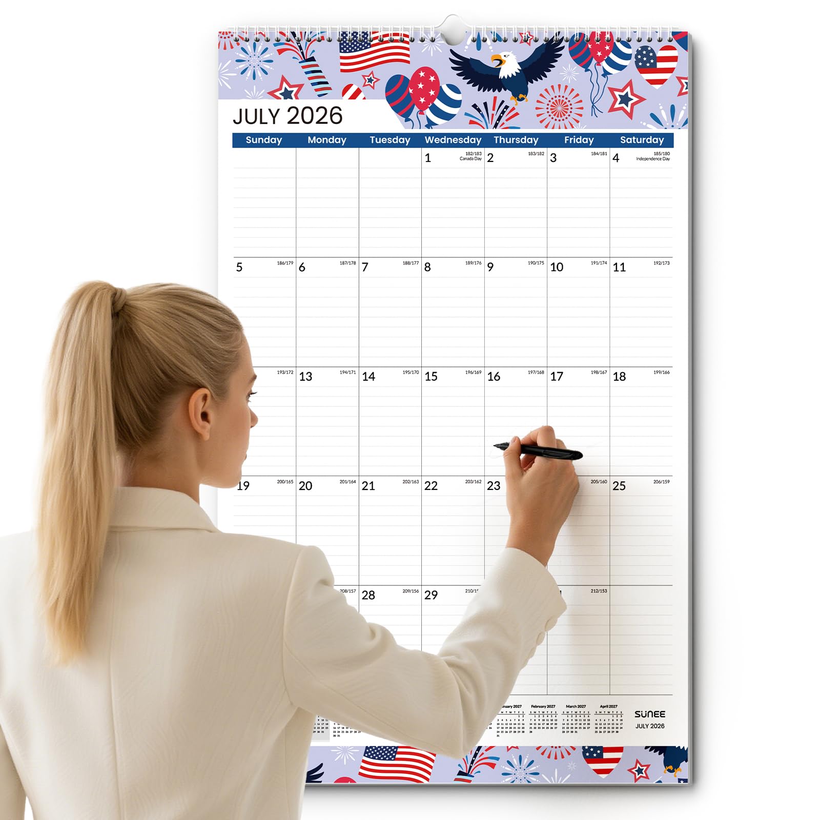 Photo 1 of SUNEE 2026-2027 Wall Calendar Extra Large 17"x27", 21 Month July Calendar (Ends March 2028),Vertical Monthly for Wall, Seasons Color