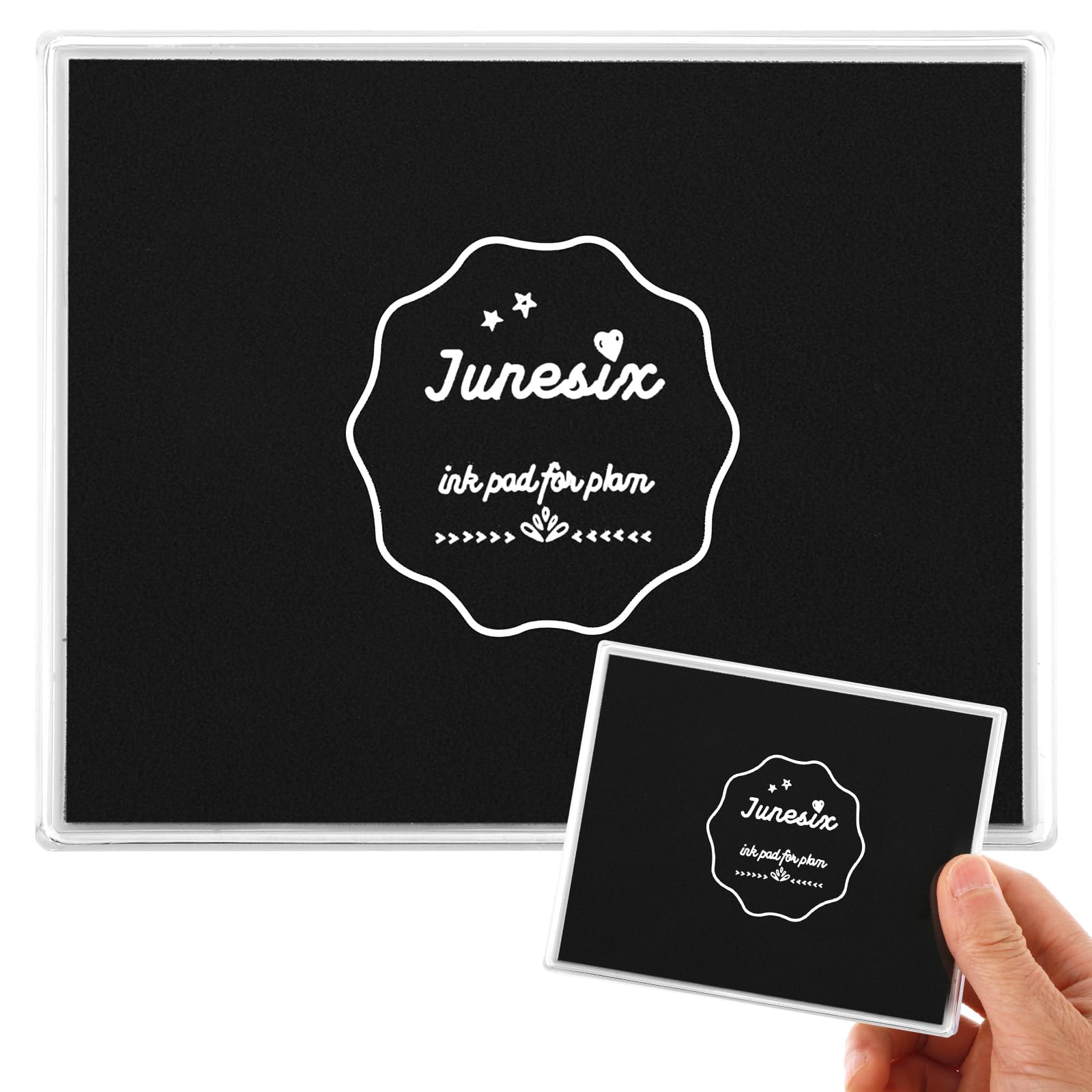 Prasacco Large Craft Ink Stamp Pads, 10.2*12.6cm/4*5inch Black Washable Ink Pads for Stamping Finger Paint Ink Pad for Kids Craft Ink Pads for Rubber Stamps, DIY Paintings Baby Footprint Handprint