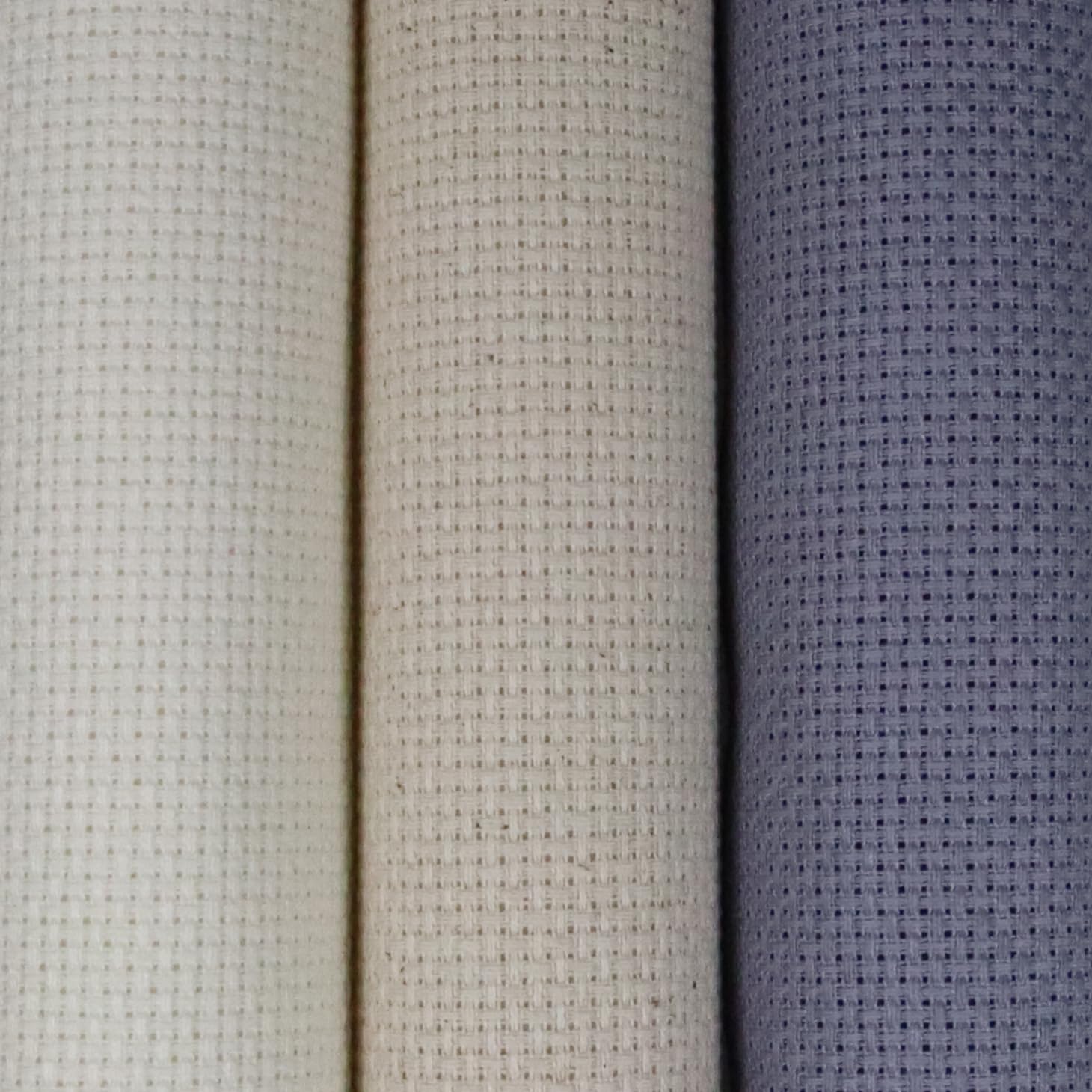 KCS 3 pc of 15" x 18"(38cmx45cm) 16 Count Cross Stitch Cotton Aida Cloth Needlework Rolled Fabric Box,16CT,Antique White+Oatmeal+Light Steel Grey