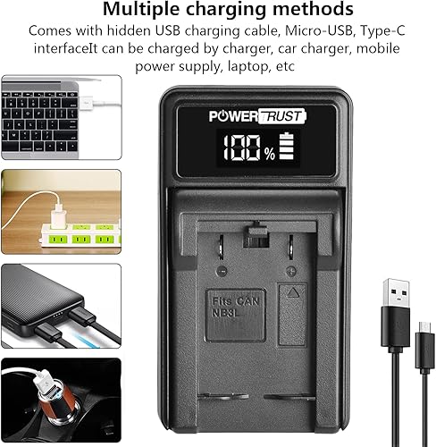 Miniatura 7 de NB-3L NB3L NB 3L - Cargador USB para Canon Digital Ixus II Iis i i5 700 750 PowerShot SD10 SD20 SD40 SD100 SD110 SD500 SD550 IXY Digital L L2 30 (2