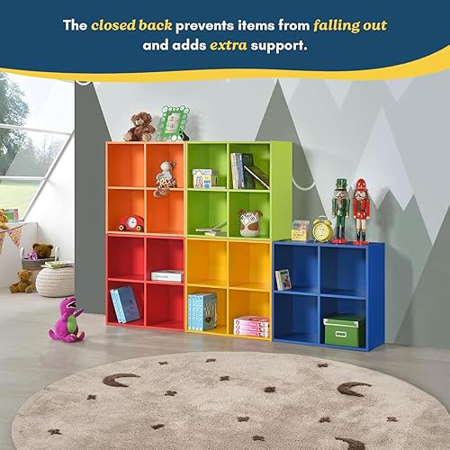 Miniatura 22 de Kings Brand Furniture - Katelyn - Estantería abierta de 4 cubos, organizador de almacenamiento de juguetes para niños (verde)