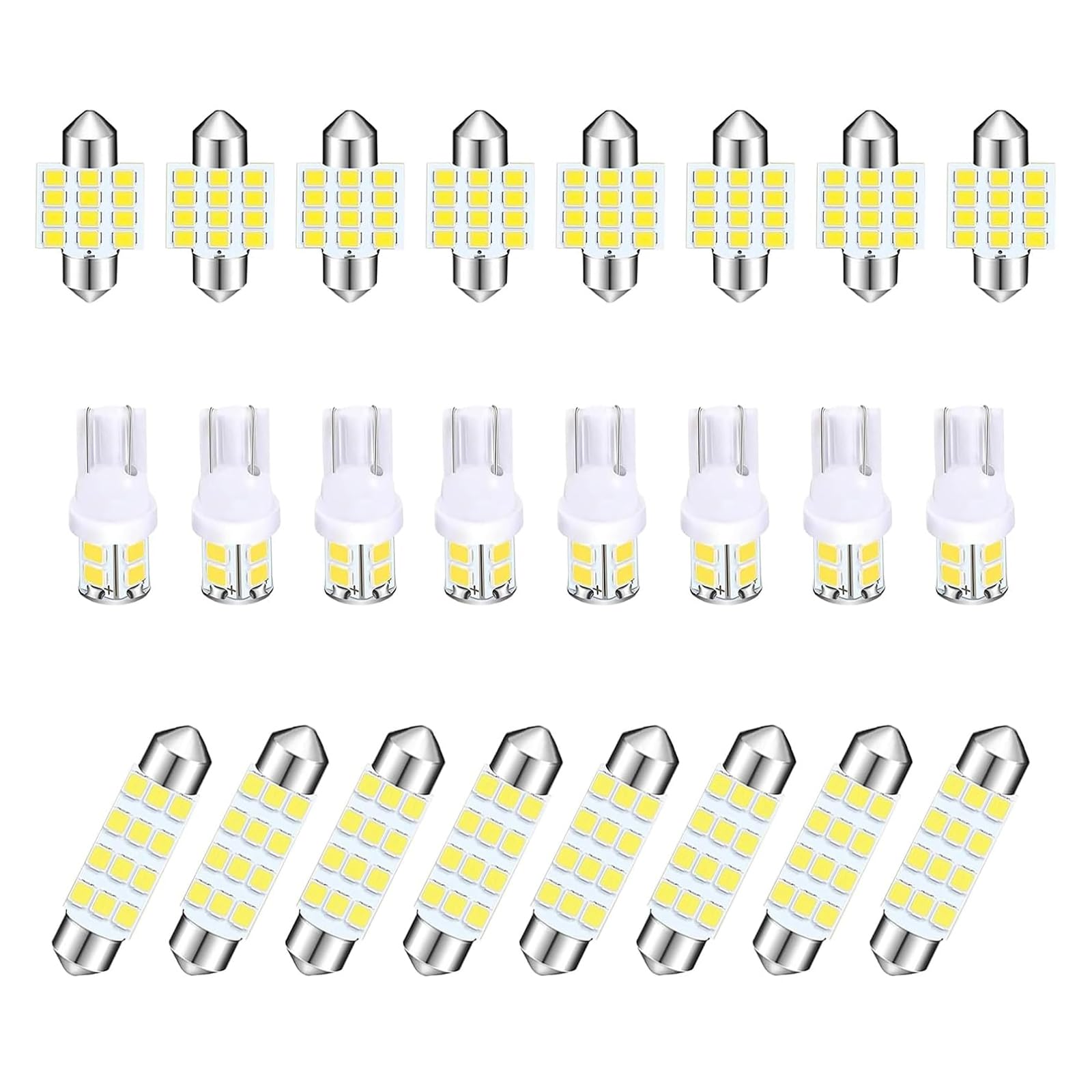 24 PCS Car LED Bulbs, Interior LED Lights Kit, Automotive Combination Bulb Kit, Bulbs Interior Replacement Accessories, Universal for Map Indoor Dome Trunk License Light (White)