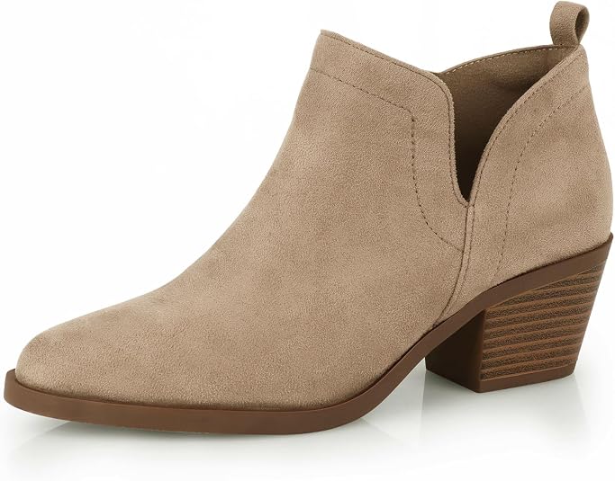 MIXIN Women's Chelsea Boots - Ankle Booties With Side Zip, Low Chunky Heel