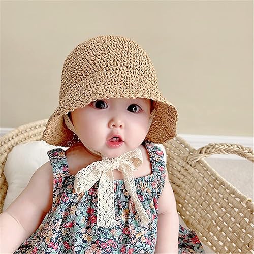 Miniatura 4 de Sombreros de paja para niñas pequeñas y plegables de ala ancha para verano, sombrero de paja para fotografía de bebé, sombreros de paja