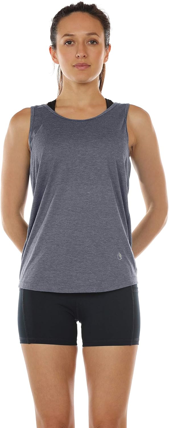 icyzone Women's Open Back High Neck Workout Athletic Gym Tank Tops - Image 2