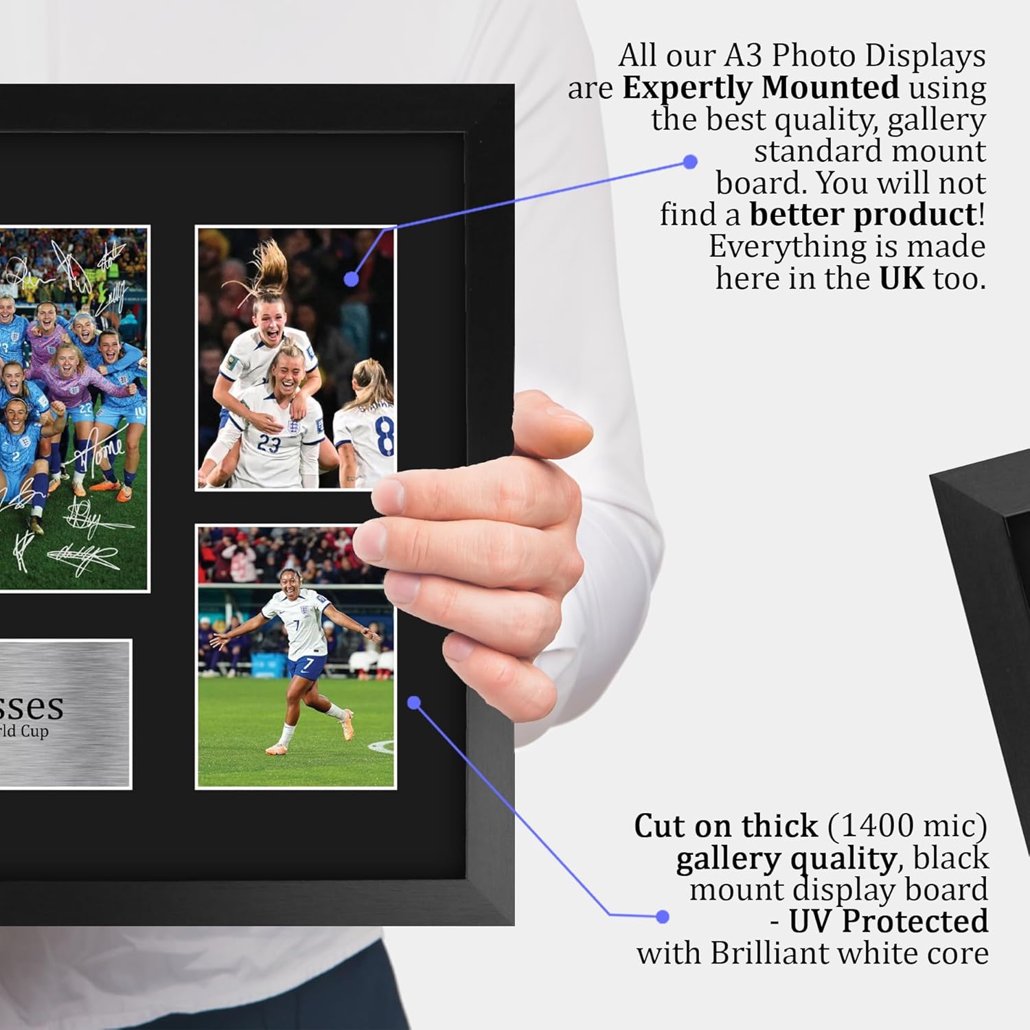 HWC Trading England Lionesses Womens World Cup 2023 Printed Memorabilia Signed Autograph Photograph Display for Womens Soccer Fans and Supporters - 16" x 12" Framed