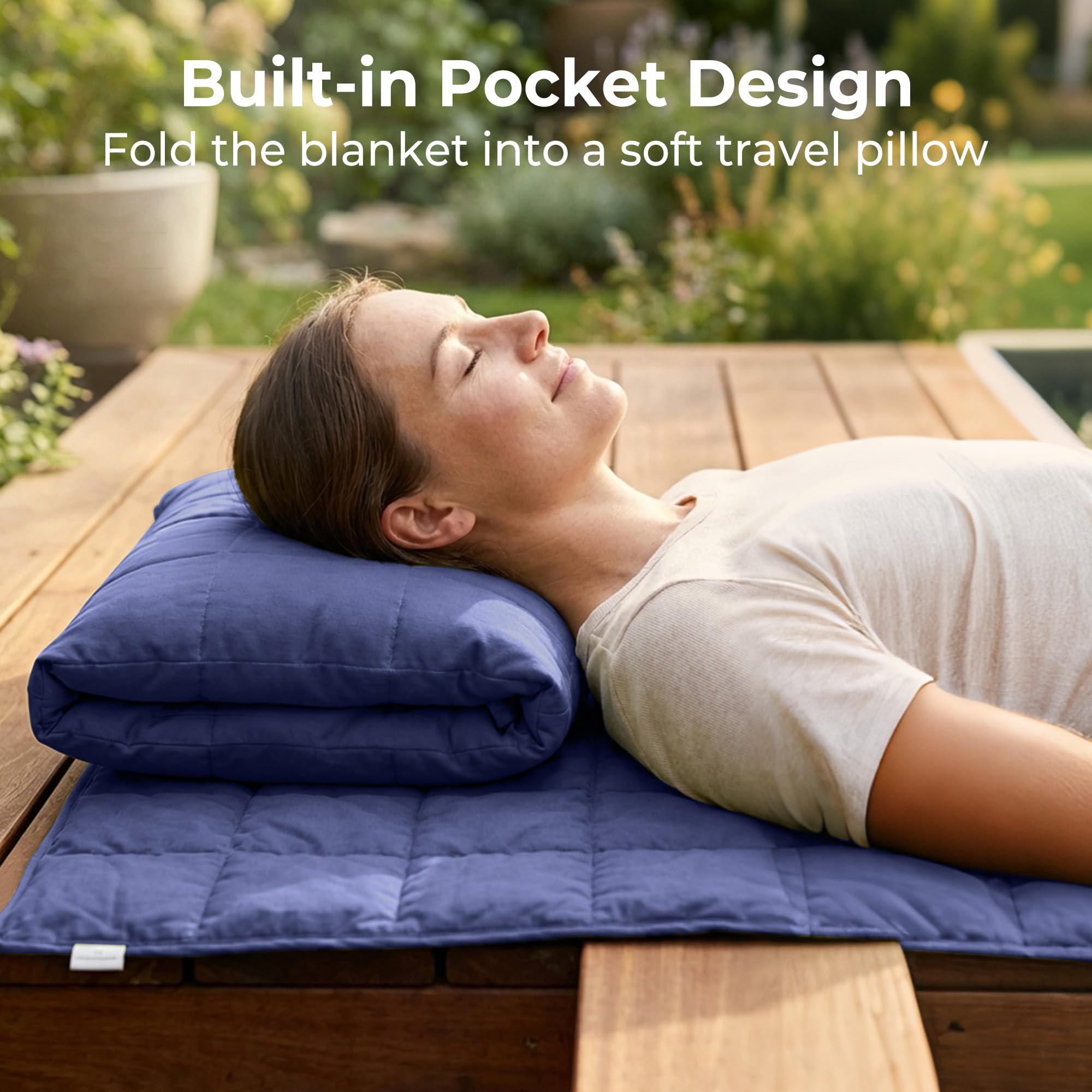 Deodar Coperta da campeggio termoisolante 130×180 cm, idrorepellente, antivento e termica, funzione poncho, certificata OEKO-TEX, blu navy, con sacca di compressione