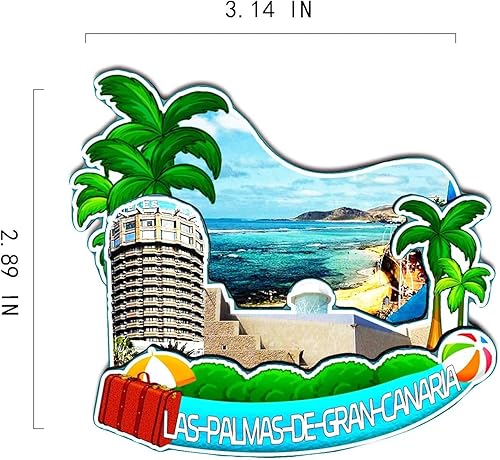 Miniatura 3 de Las Palmas de Gran Canaria Islas Canarias España Imán de Nevera 3D Clásico Imanes de Madera para Refrigerador Monumento Hecho a Mano Artesanía de