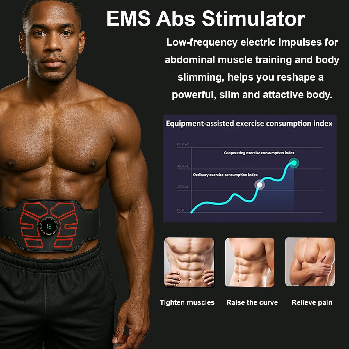 EMS Muskelstimulator, ABS Stimulator, Bauchstraffungsgürtel, Home Office Fitness Workout Ausrüstung für Bauch