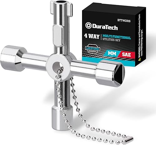 DURATECH Llave de utilidades de 4 vías, llave de agua multifuncional, paquete de 1, para válvula, grifo y grifos