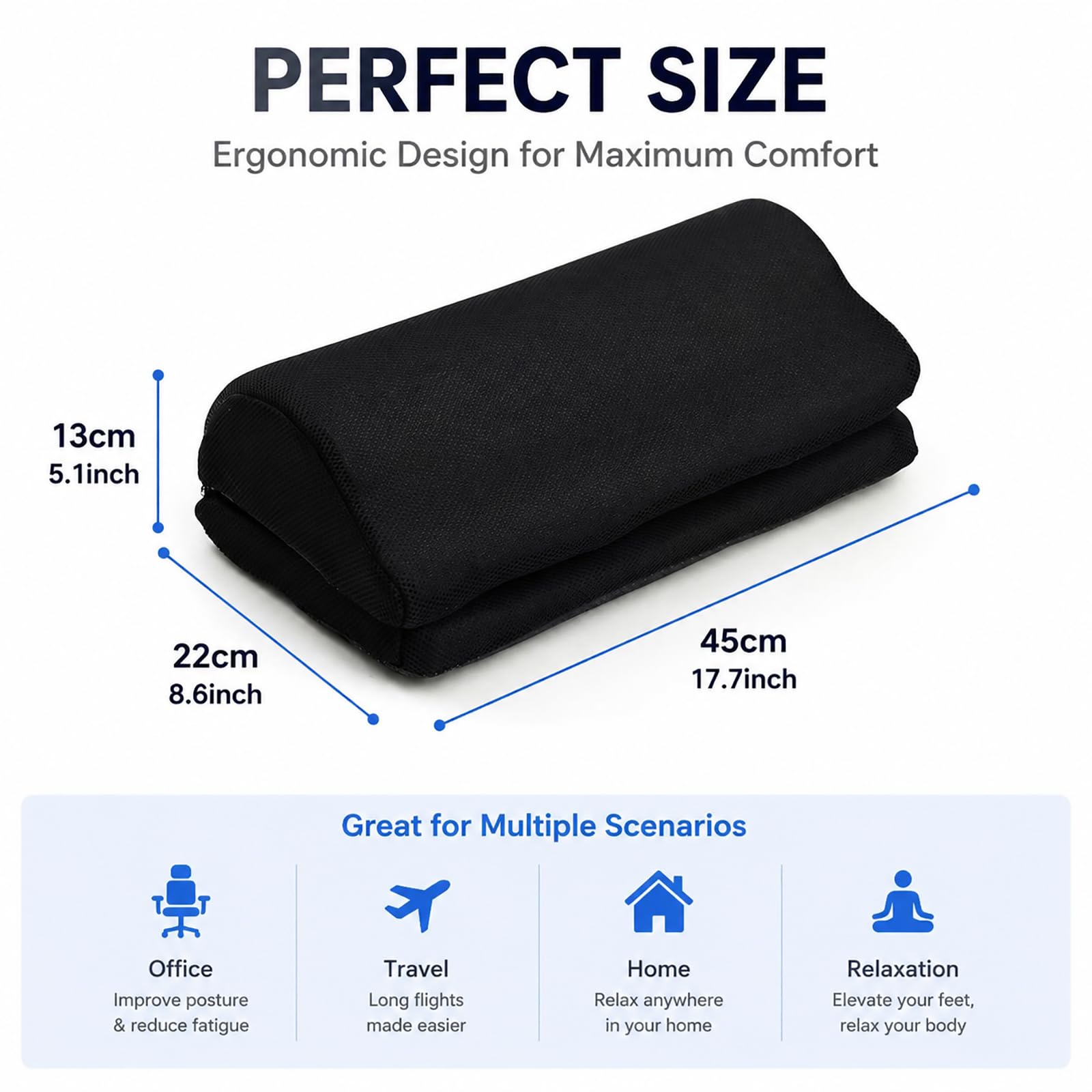 Reposapiés Oficina Ajustable para Debajo del Escritorio, Almohadilla Reposapiés con 2 Opciones de Altura para Uso en Casa y Oficina,Armada,45 * 22 * 13CM