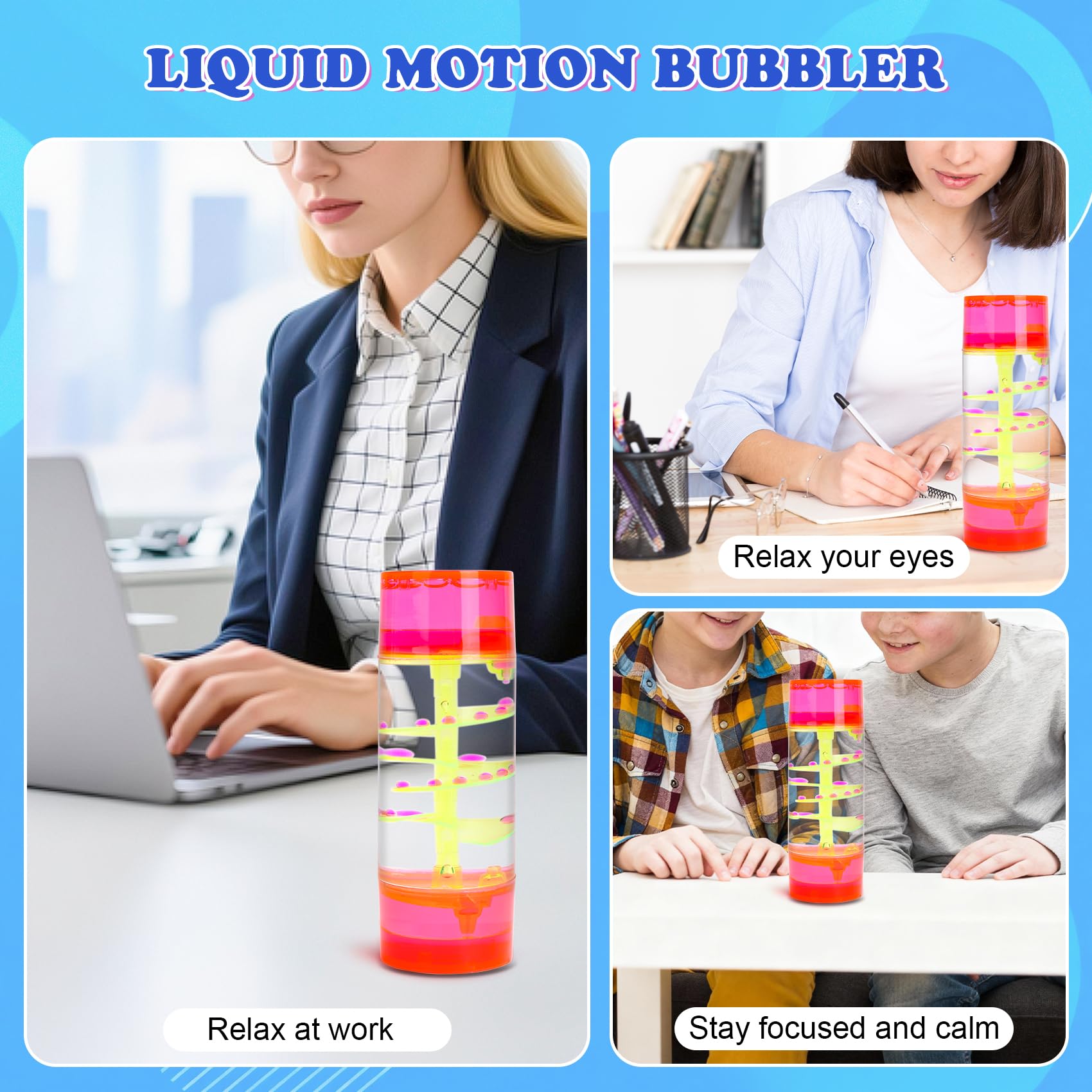 LULUFUN Liquid Motion Timer Bubbler, Sensory Toys for Visual Relaxation Colorful Oil Hourglass, Calm Stress Relief Desk Toys - Image 2