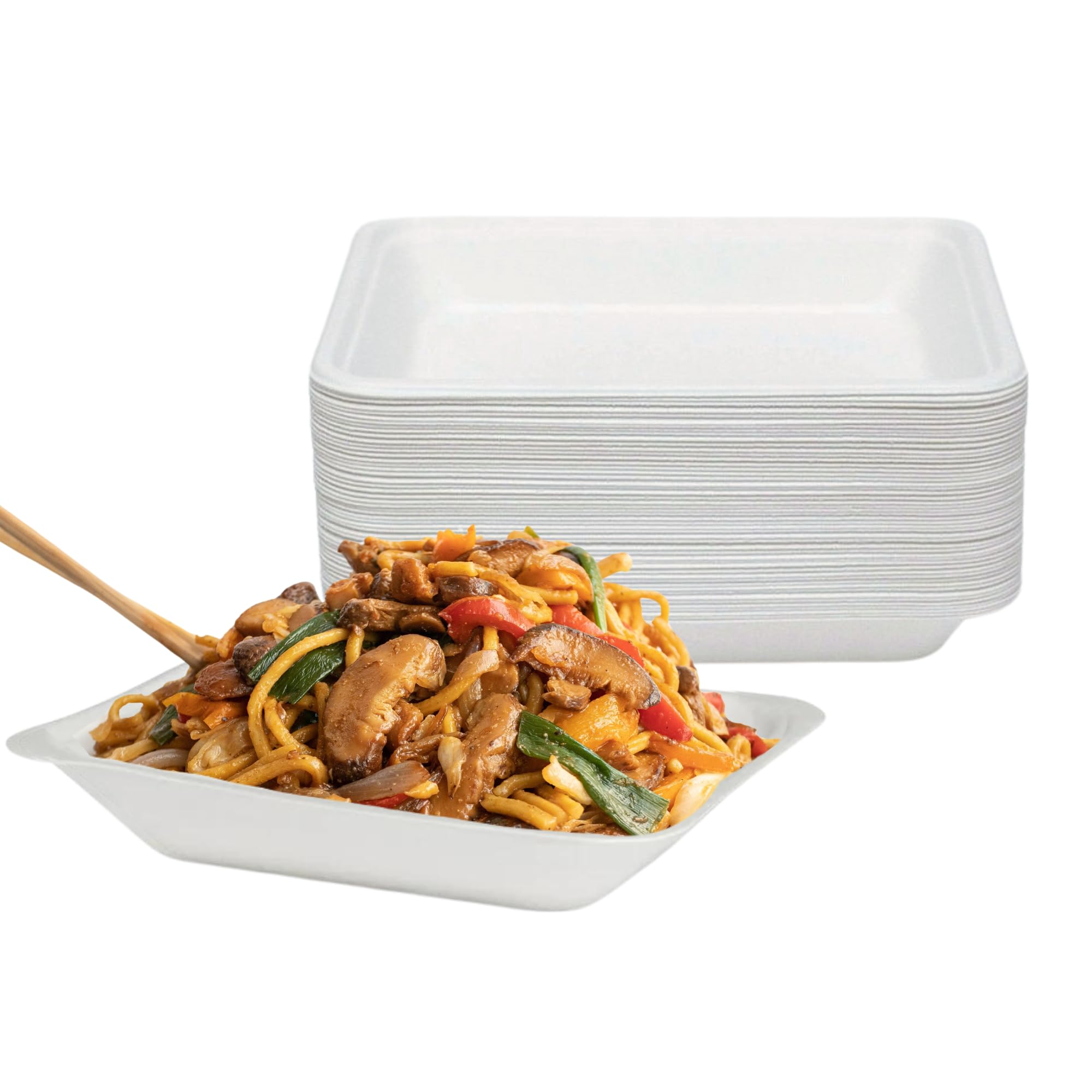 Caterco White Disposable Bagasse Food Tray - 7 X 5 Inch Open Chip Trays (200 Pack), Biodegradable Sugarcane, Compostable, Eco-Friendly, Takeaway, For Serving Chips - 200 Pack - 7X5 Inch Open Tray