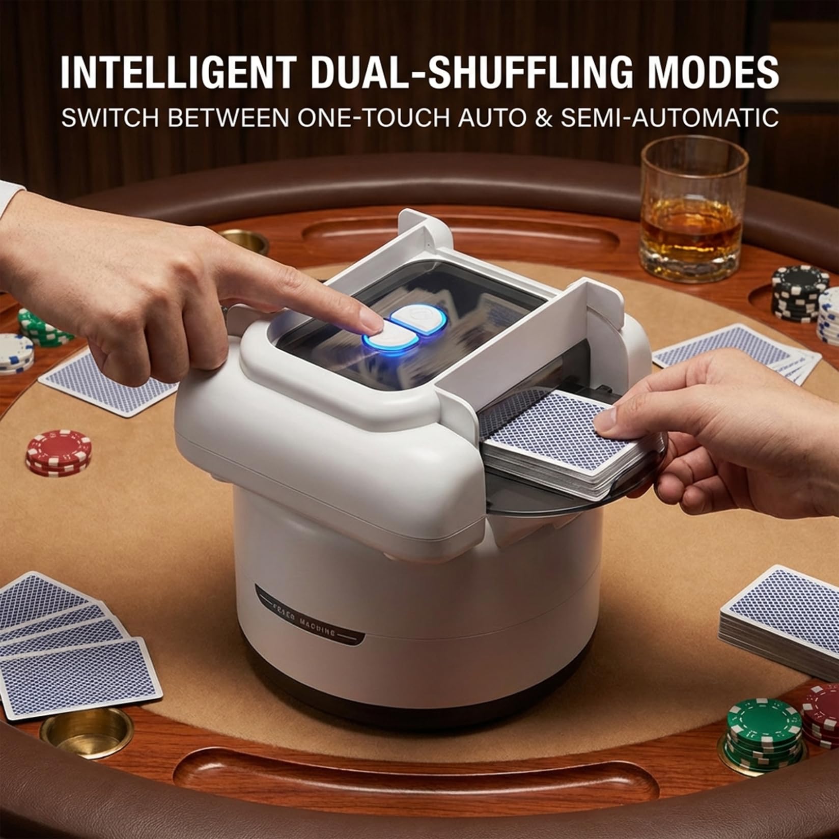 Mescolatore Automatico di Carte, mescolatore di Carte a 4 mazzi a Mano Libera, Automatico Portatile Ricaricabile per Poker
