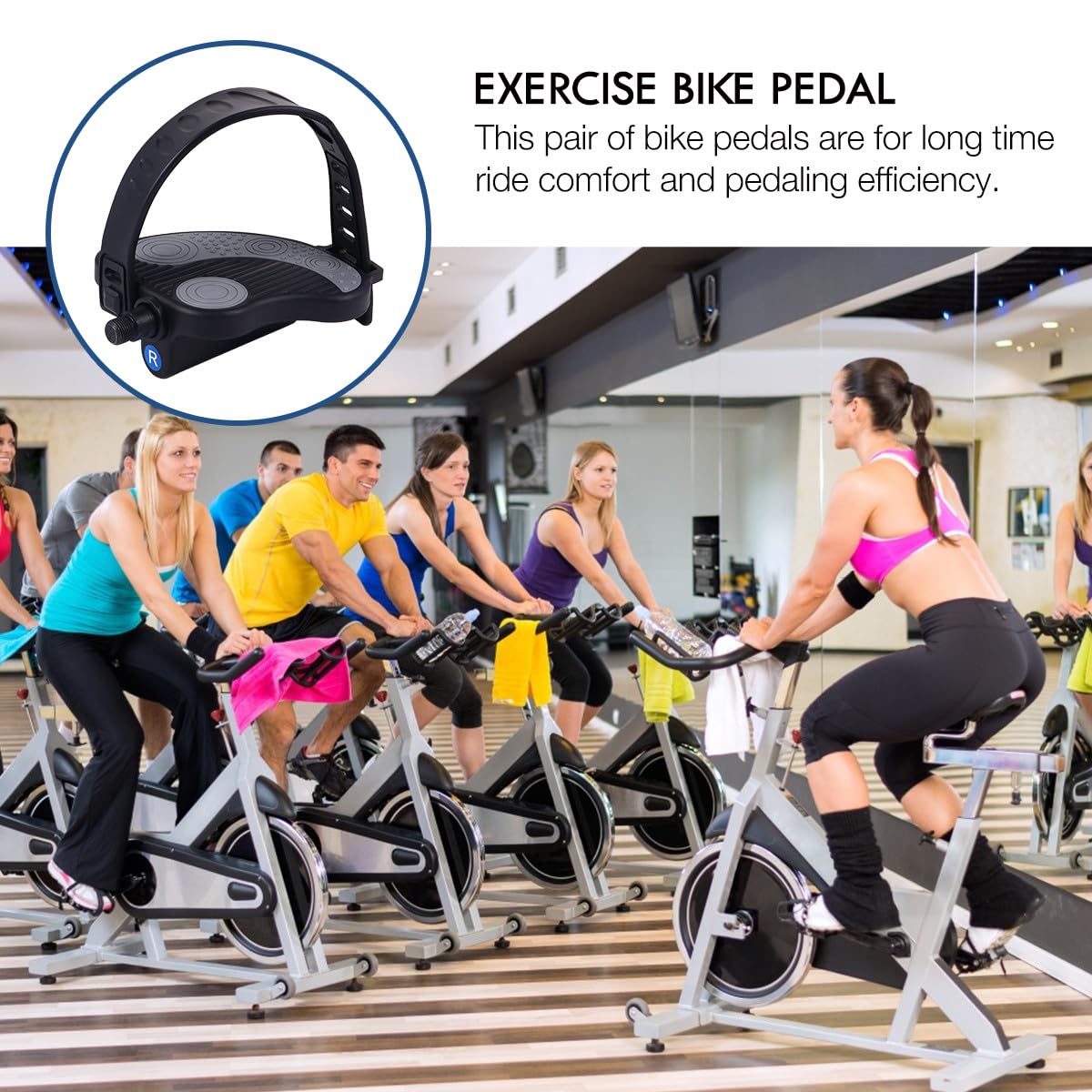 Cabilock Pedales Bicicleta Estática Correas Ajustables y Superficie Antideslizante, Accesorios Compatibles para Entrenamiento Cardiovascular y Fitness en Gimnasio Varios Estilos