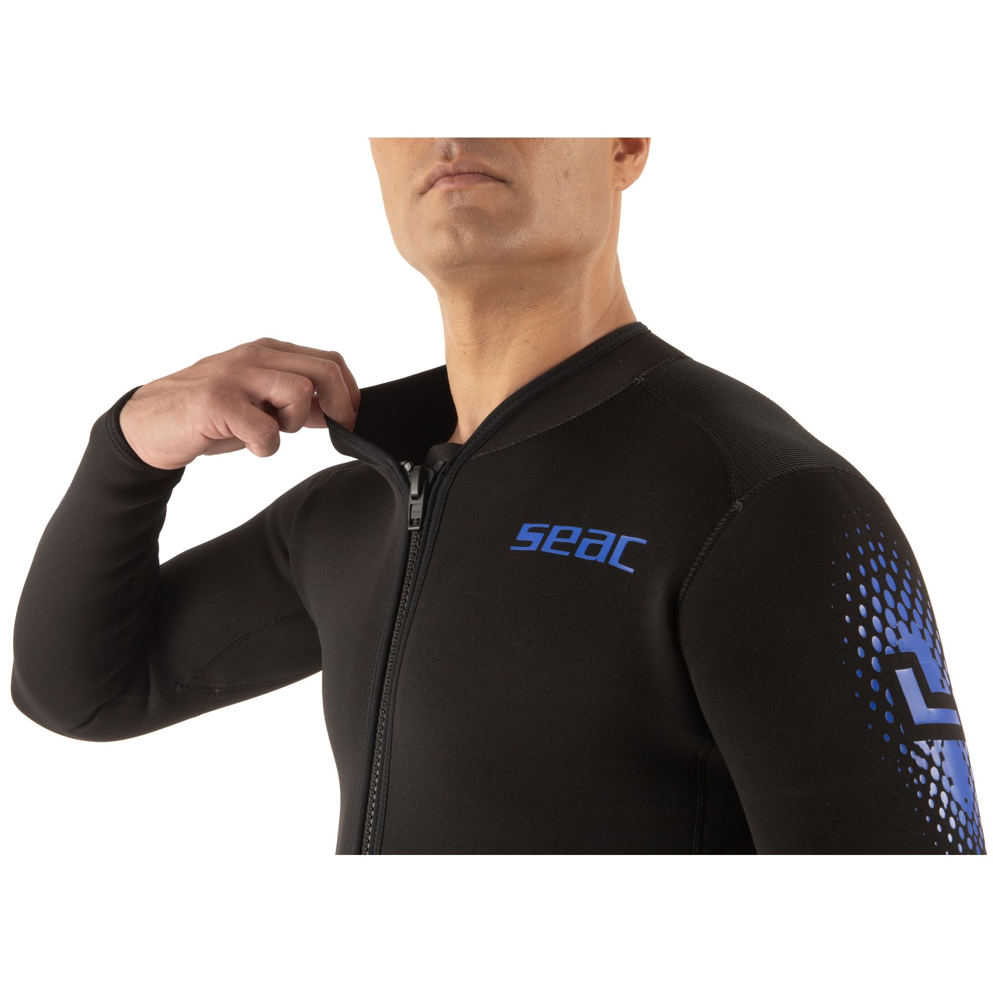 SEAC Liberty Long Man 3mm–Einteiliger Herren-Nassanzug ohne Kapuze, robustes Neopren, Supratex-Verstärkungen an Knien, Schultern und Gesäß, Reißverschluss vorne und an den Knöcheln, Größen farbcodiert