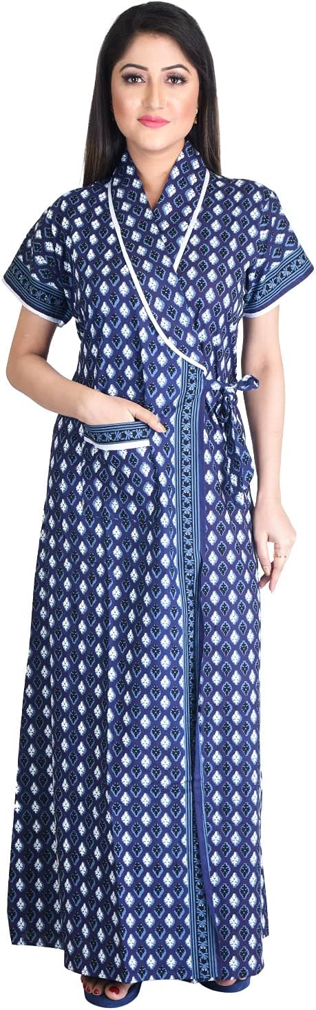 Bellamy Cotton Robes,Housecoat, Nighty, Sleepwear, Night Gown for Women Ladies House Coat, Front Open Adjustable 4