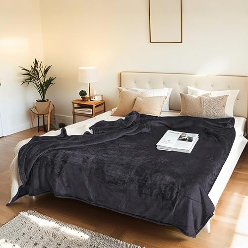 Manta térmica eléctrica tamaño matrimonial de 72 x 84 pulgadas, tela de franela y sherpa de doble cara, 6 ajustes de calor y 1-10 horas de apagado