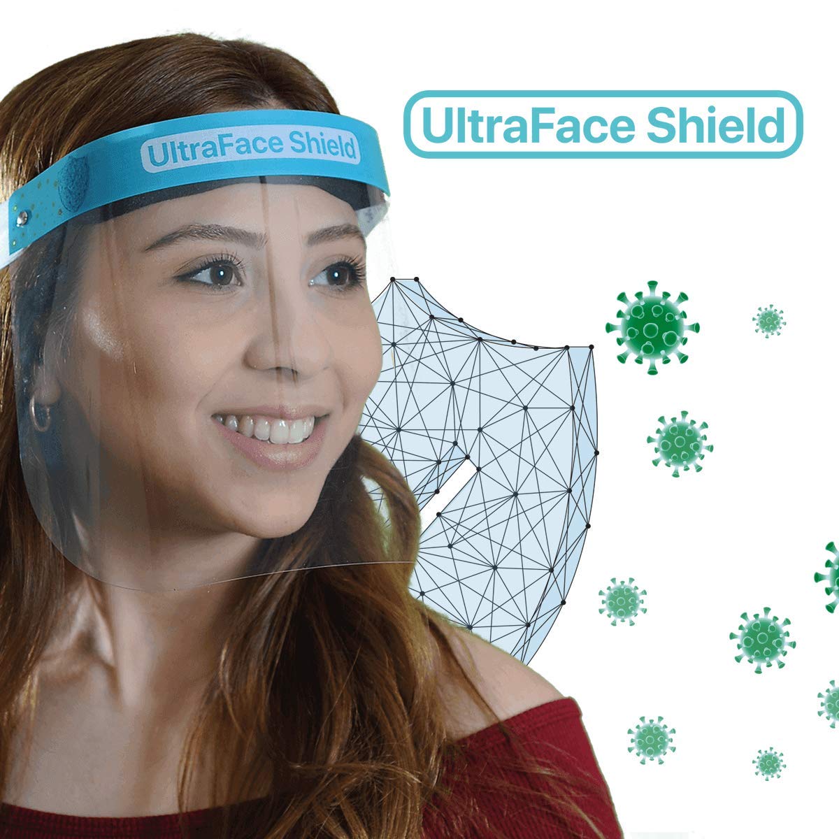Visera de plástico para proteger los ojos y los vómitos (ultracara, con banda de goma ajustable)