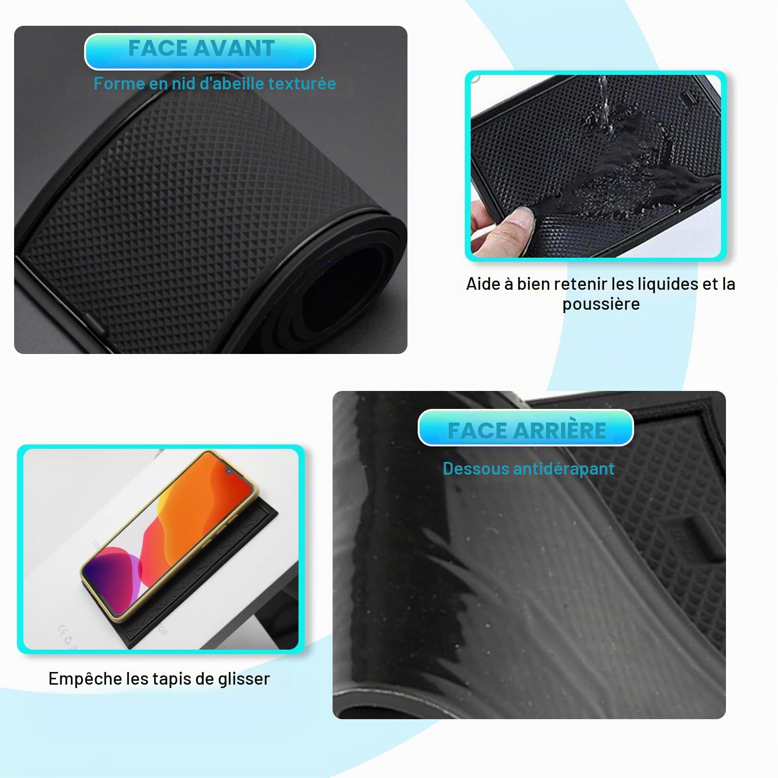 CDEFG Compatible avec Opel Corsa F 2020-2024 2025 Tapis Anti-poussière Antidérapante Corsa F Porte Intérieure Tasse Boîte de Bras Tapis de Stockage Corsa F Frein Manuel Accessoires (Noir)