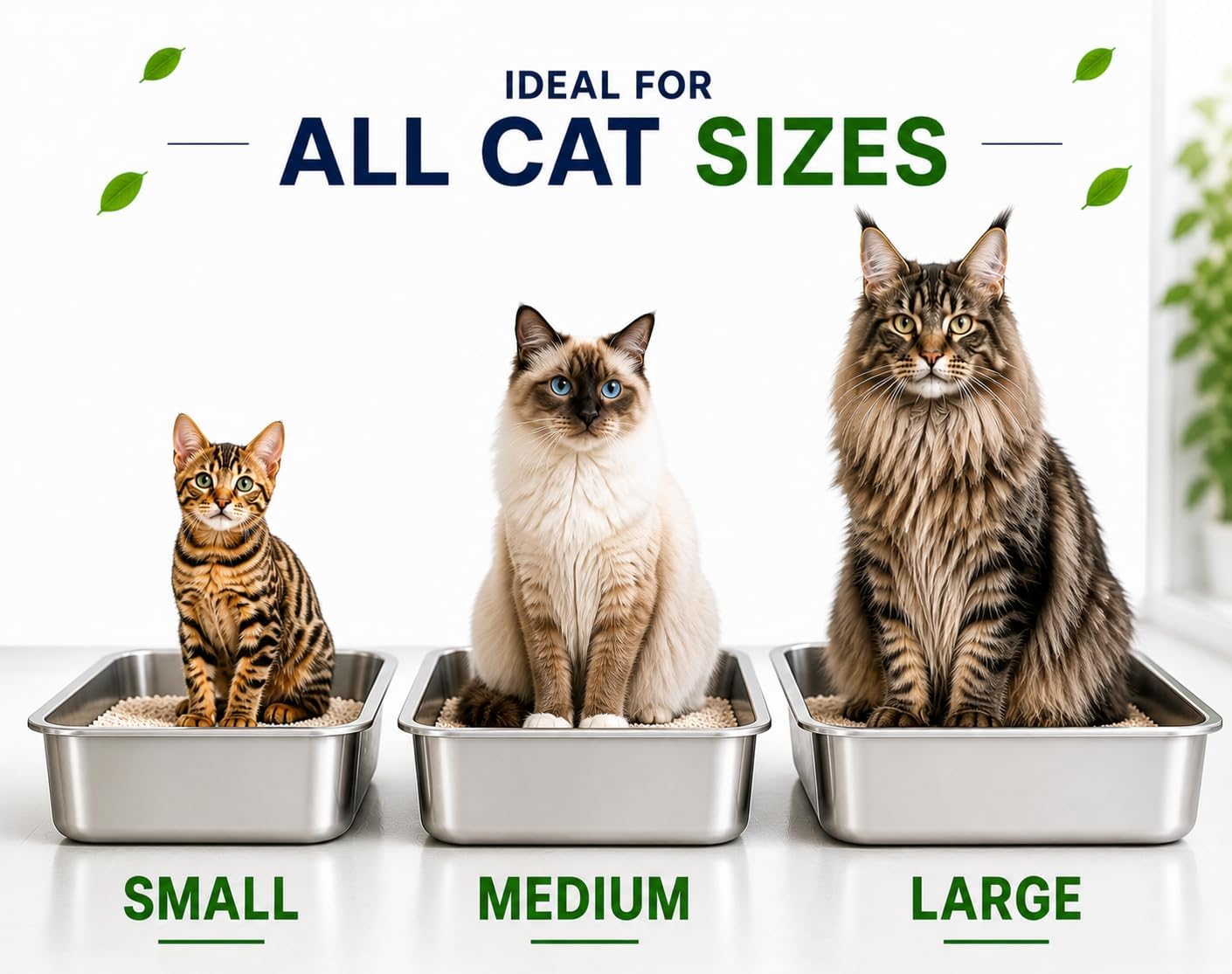 Stainless Steel Litter Box, Non Stick litterbox, Metal Litter pan, Litter Box Steel, Metal cat Box, Steel litterbox, Kitty Litter pan, Stainless Steel tub (Small)