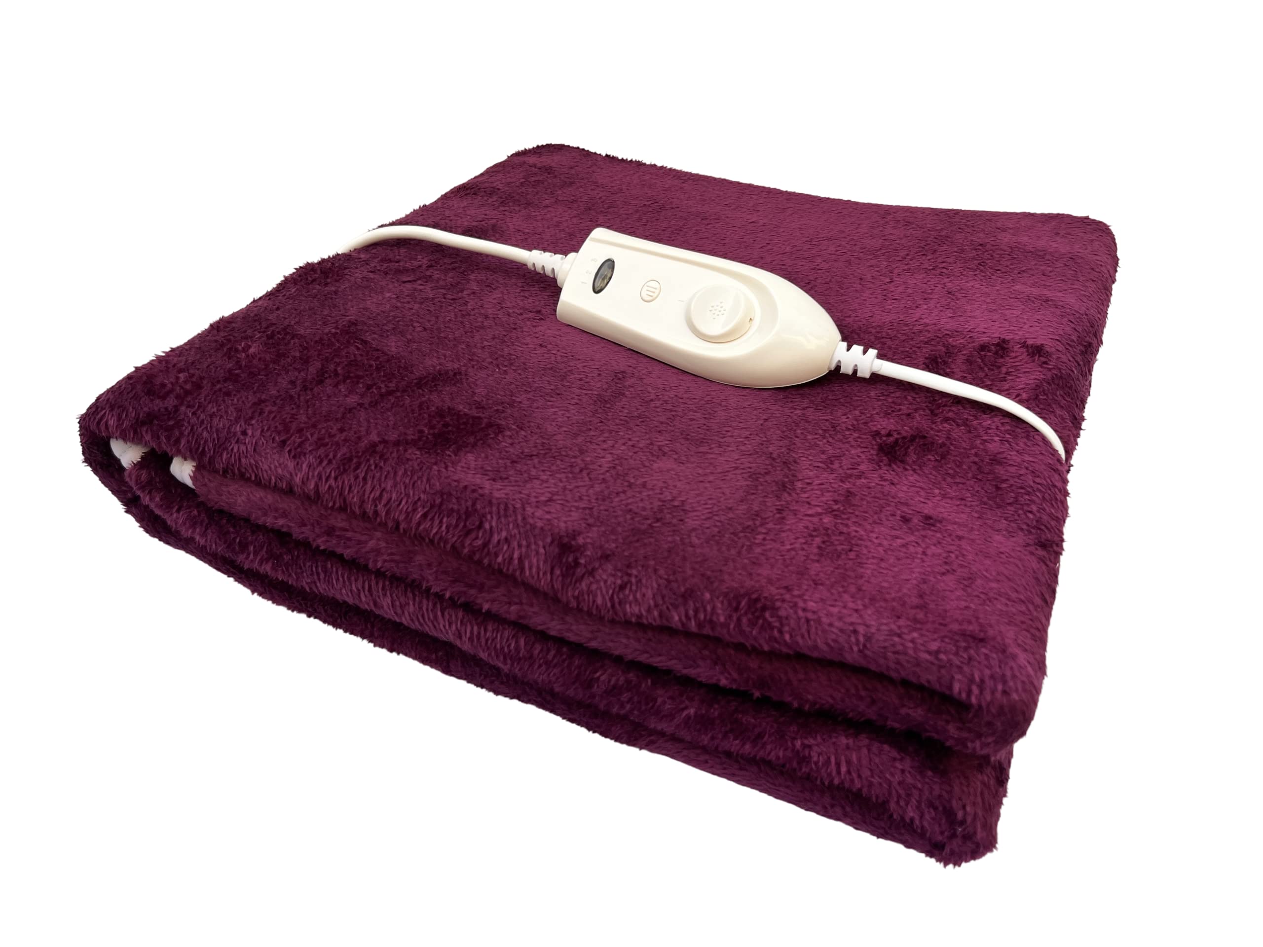 Expressions Signature Electric Bed Warmer - Electric Under Blanket - Single Bed Size (150cms x 80cms) with 3 Heat Settings & Dual Safety Feature with Over Heat Protection - Color: Wine