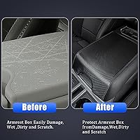 Vista 3 de Pincuttee Funda de Consola Central para Ford F150 22-23, Funda de Reposabrazos de Cuero de Fibra de Carbono, Cubierta Protectora de Caja de Consola