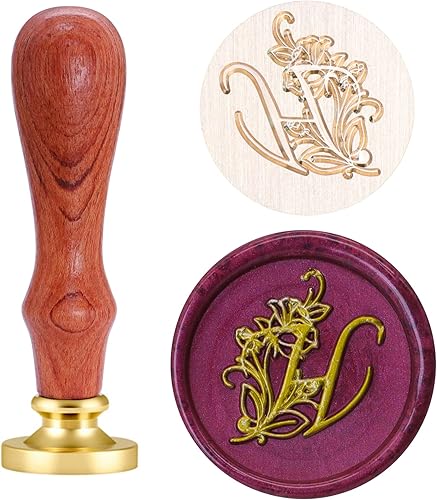 Sello de cera con letra inicial del alfabeto H, sello de cera vintage de la serie Rose para invitación de boda, regalo y decoración de paquete de