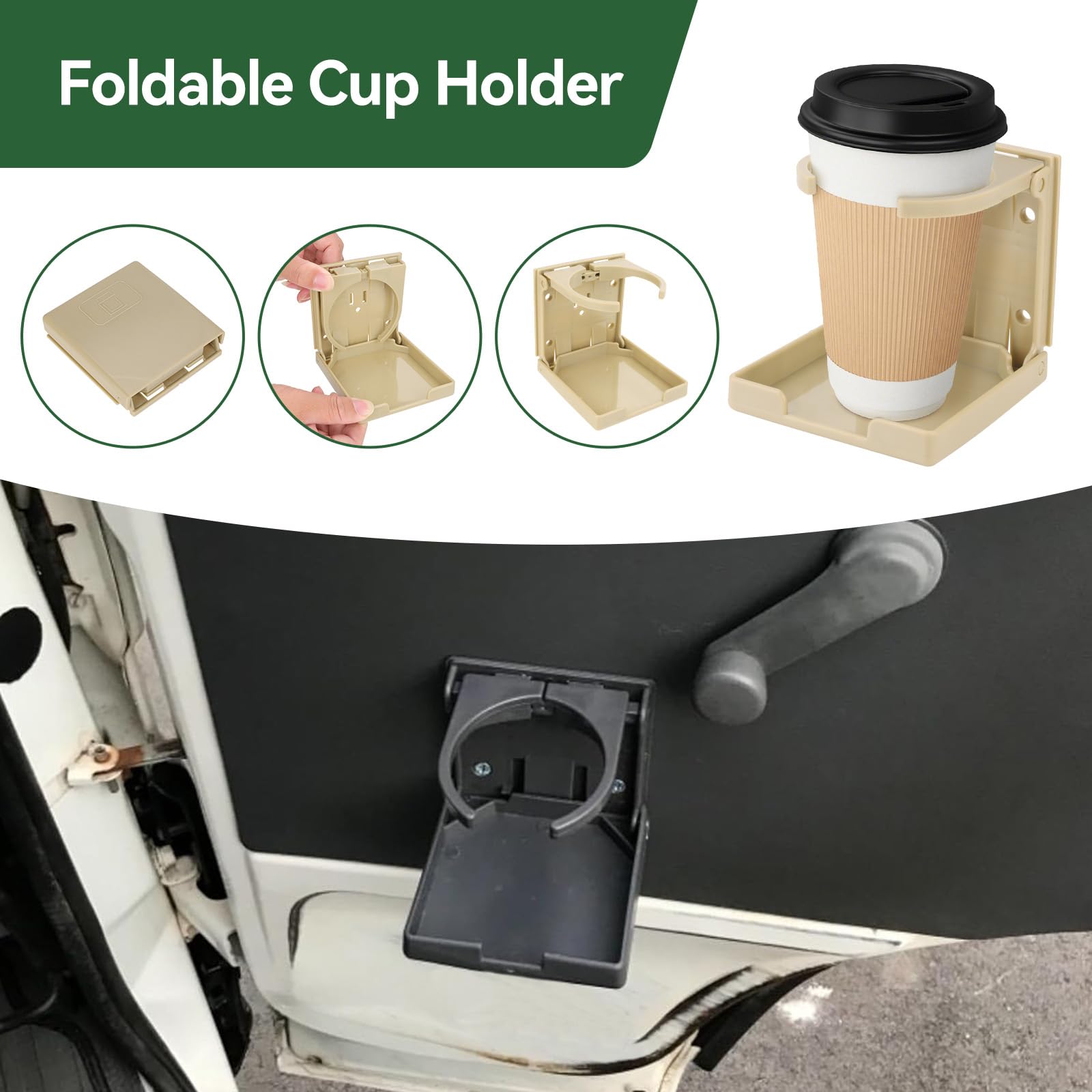 2 portavasos plegables ajustables para botellas de agua para automóviles, se adapta a la mayoría de tamaños de botellas, con tornillos y cintas, para coche, camión, caravana, barco, furgoneta,